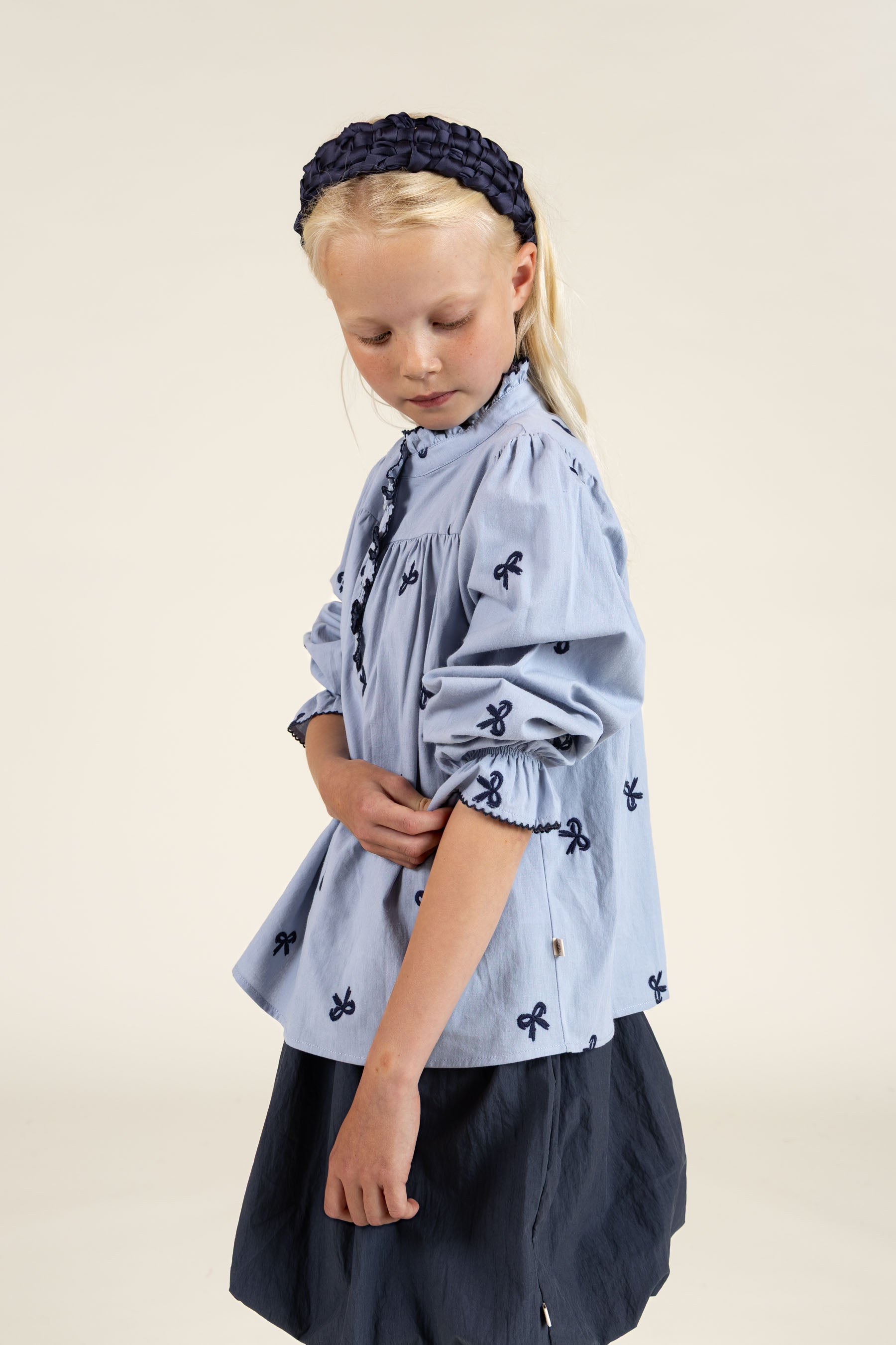 Poplin Blouse with Embroidery - Tween - Blue | 100676 Adison