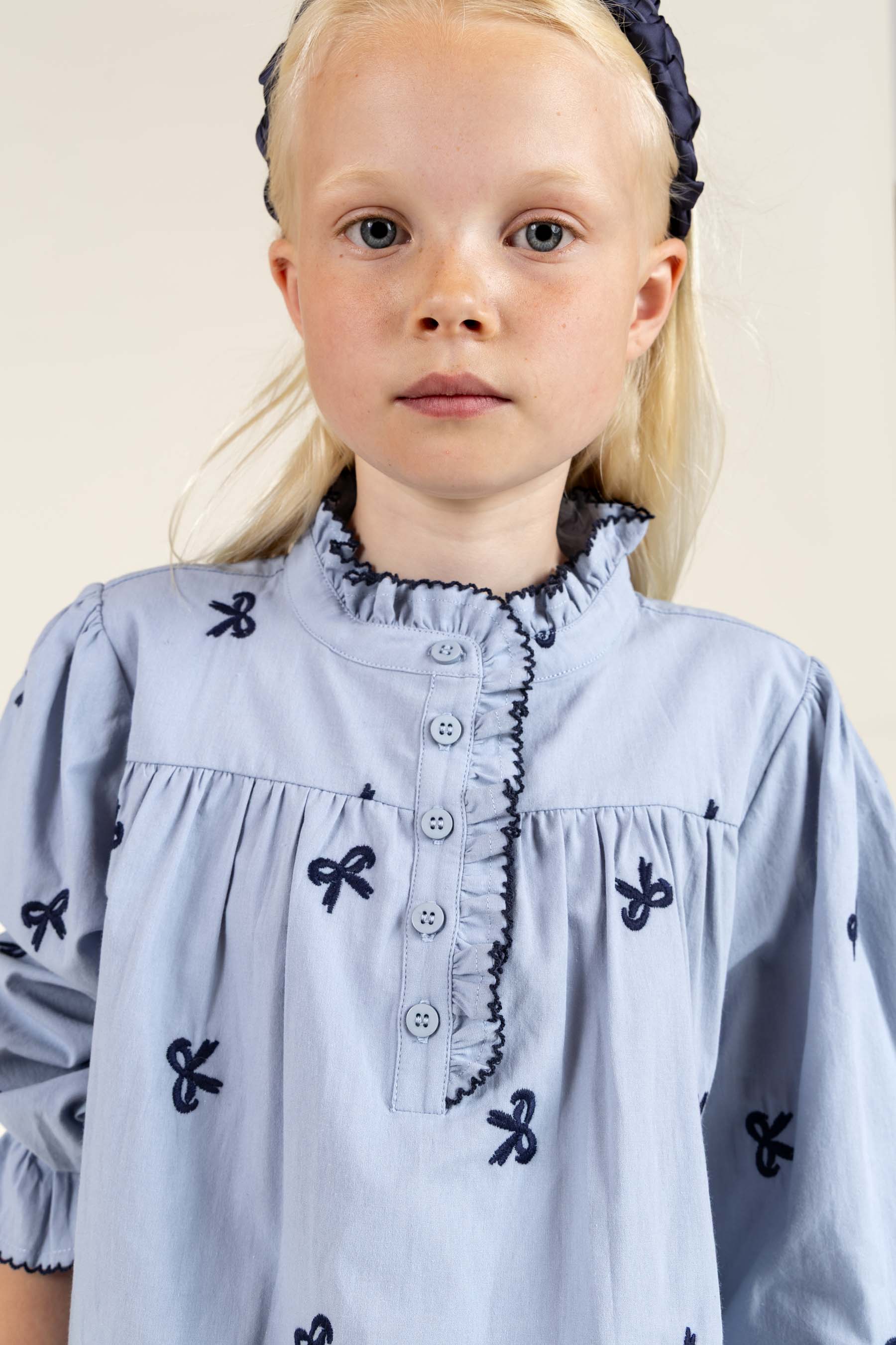 Poplin Blouse with Embroidery - Tween - Blue | 100676 Adison