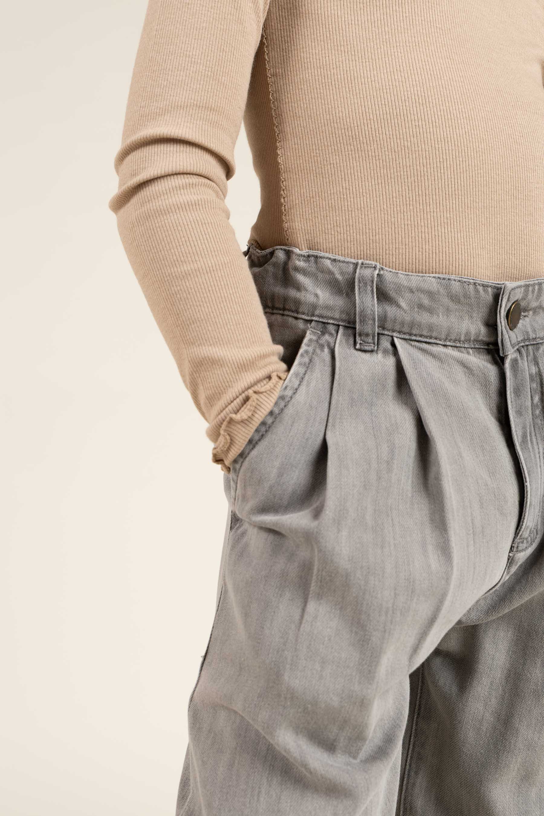 Wide-leg Soft Denim Trousers - Tween - Grey Denim | 100104 Lea