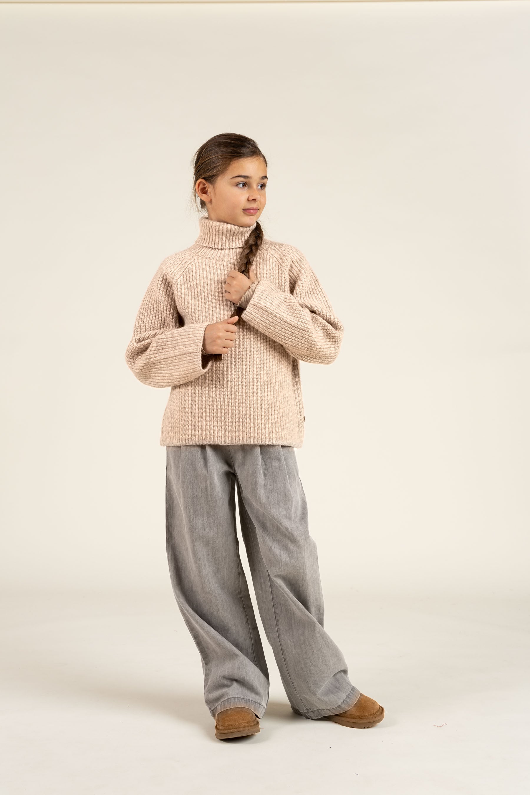 Wide-leg Soft Denim Trousers - Tween - Grey Denim | 100104 Lea
