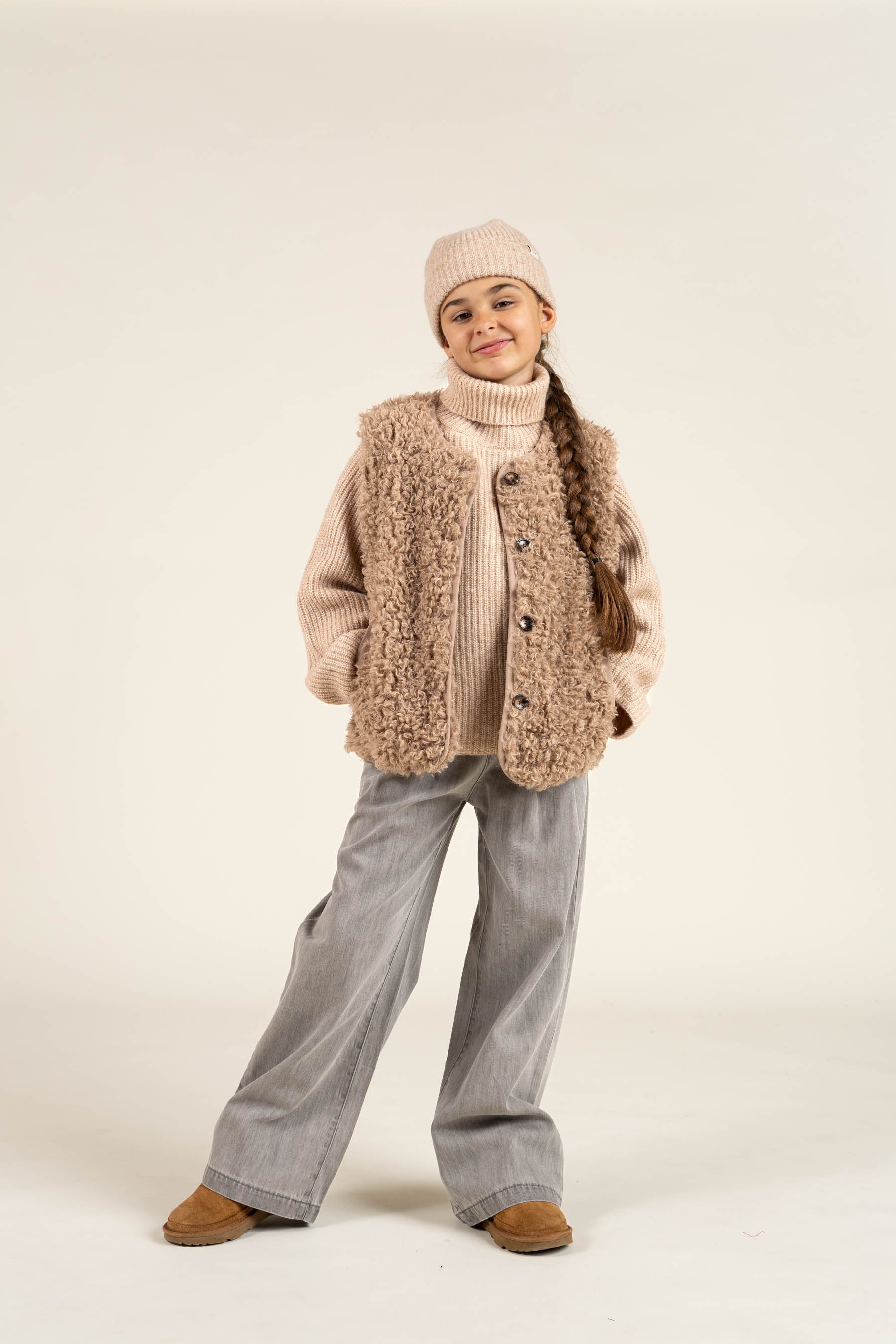 Wide-leg Soft Denim Trousers - Tween - Grey Denim | 100104 Lea