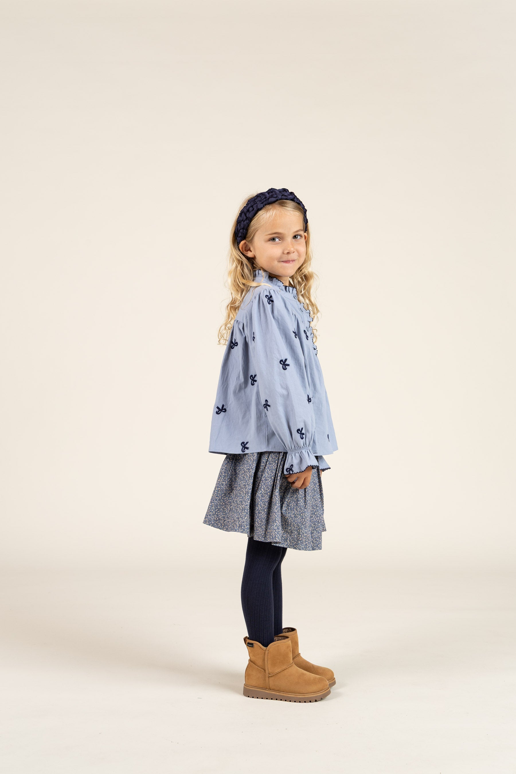 Poplin Blouse with Embroidery - Kids - Blue | 100675 Adison