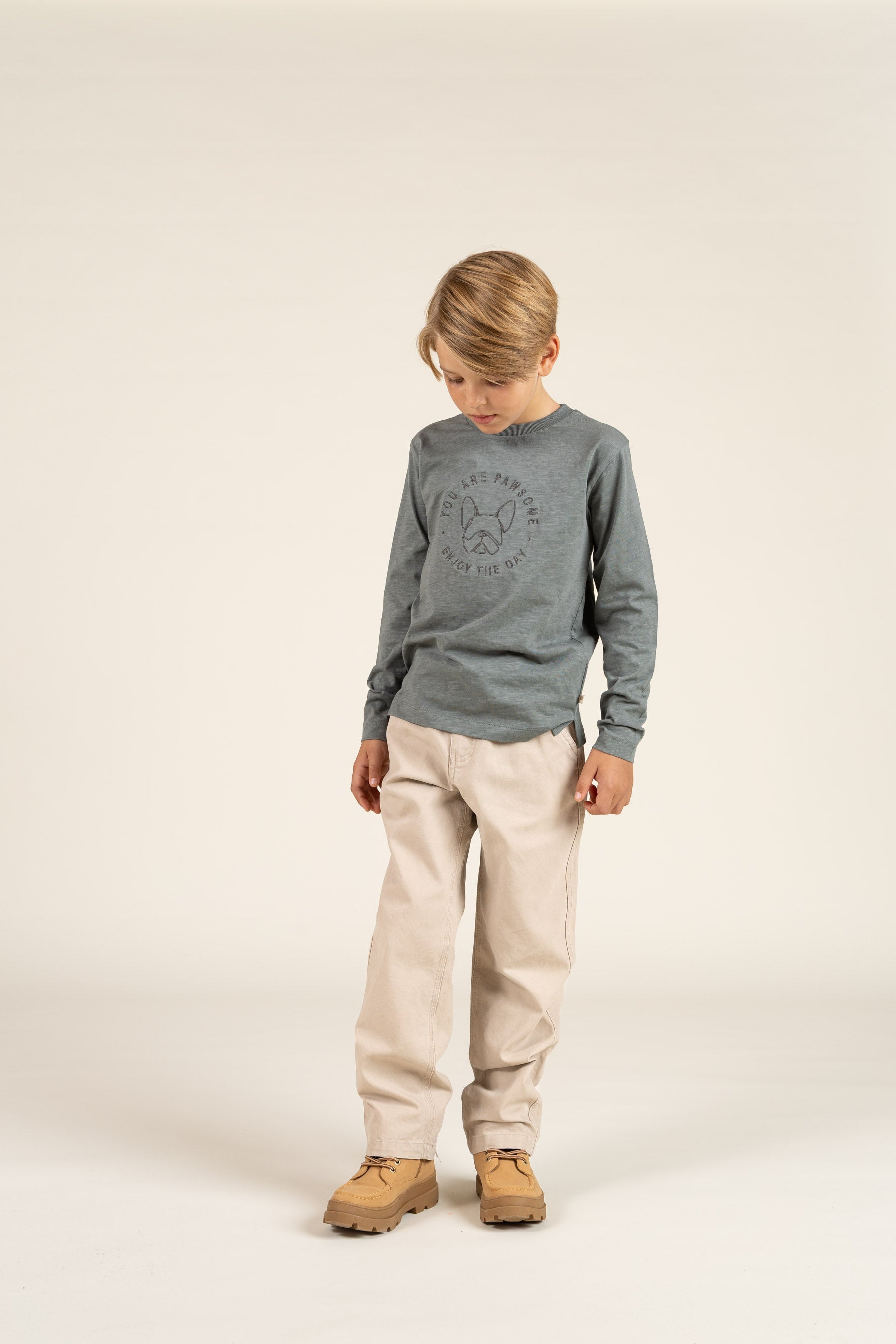 Long Sleeve Slub Jersey T-Shirt - Tween - Dusty Dark Green | 100835 Kevin