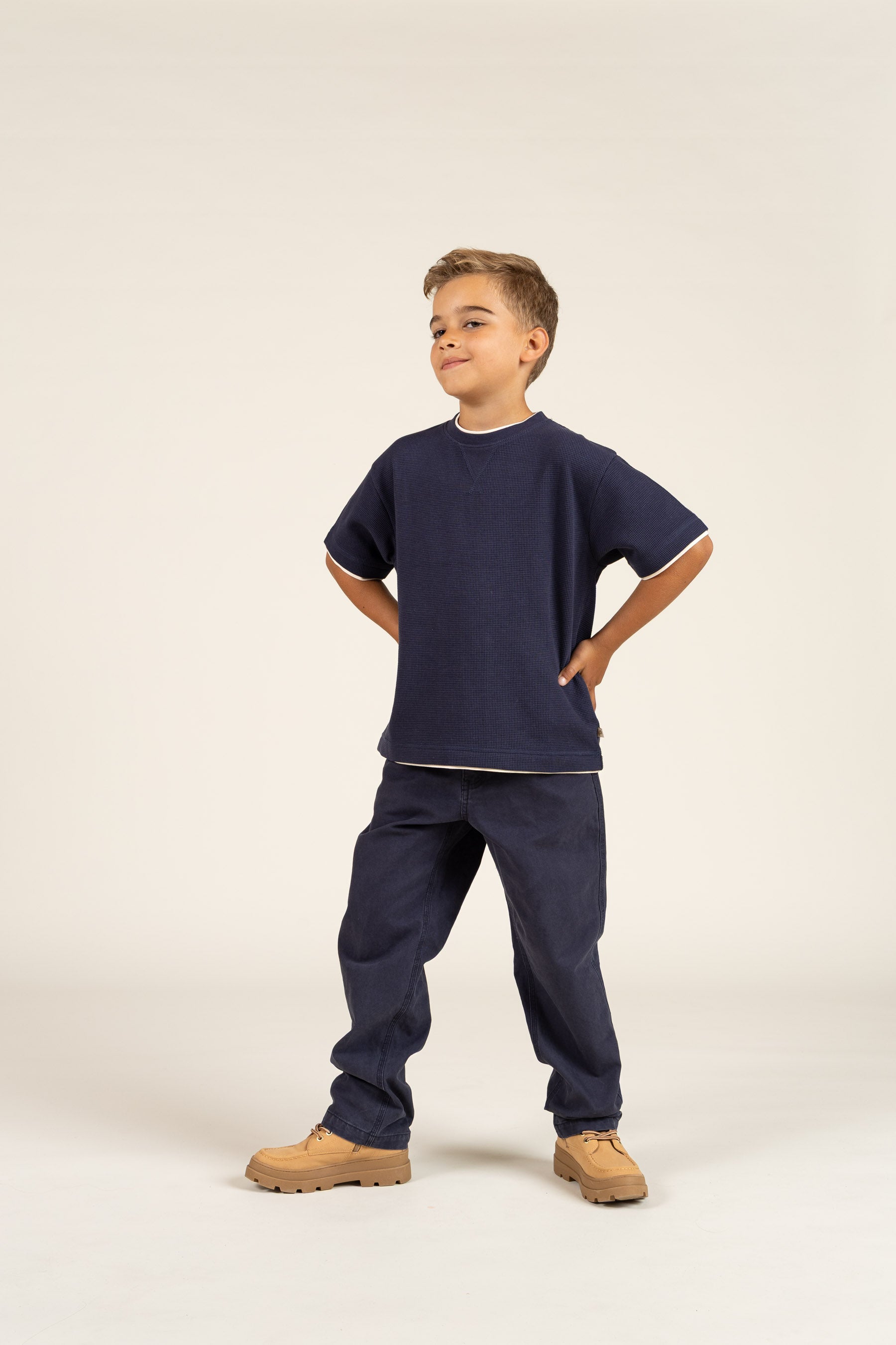 Textured Short Sleeve T-Shirt - Tween - Navy | 100710 Malthe