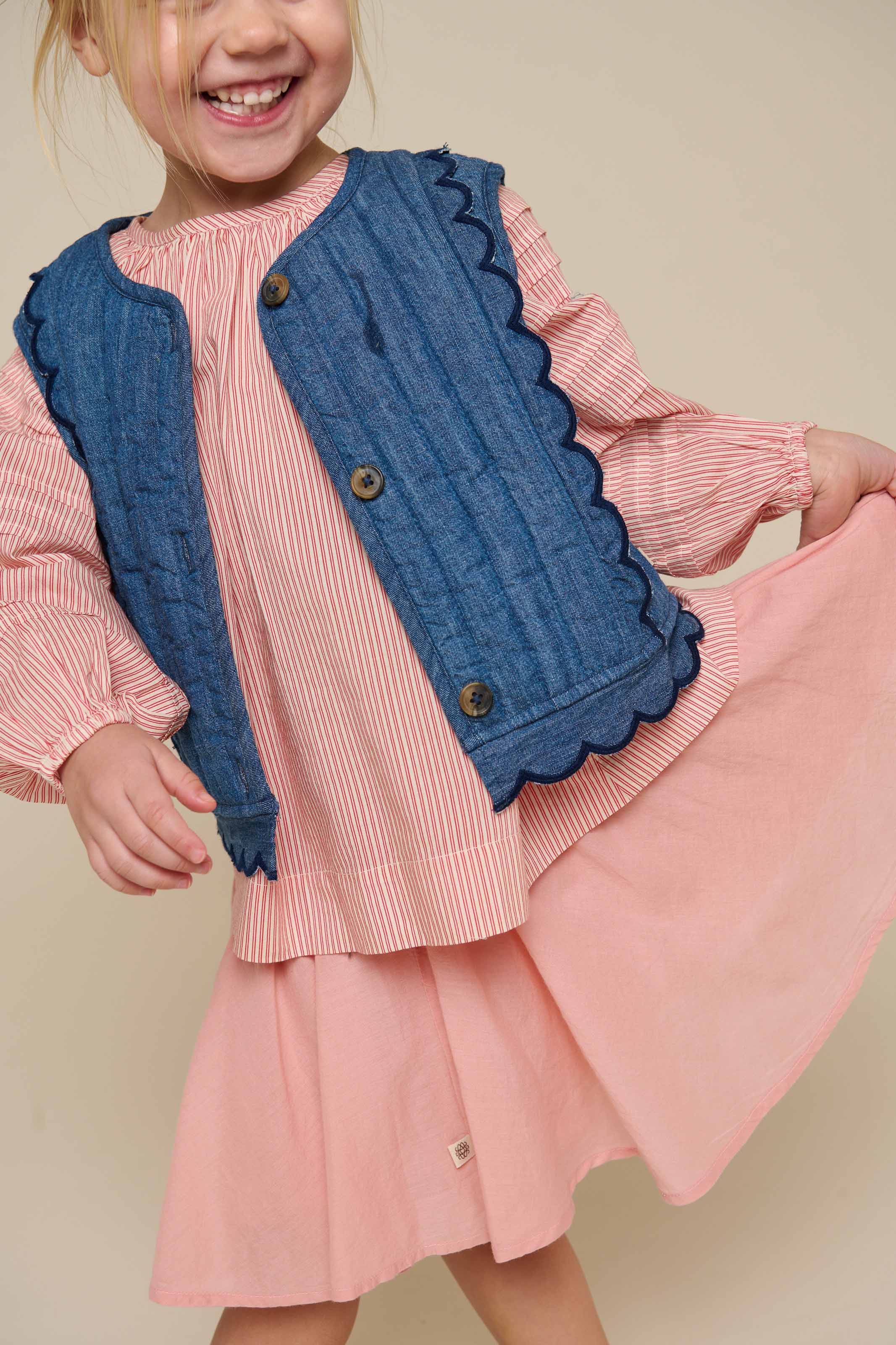 Cotton Skirt with Ric Rac Frill - Kids - Rose Tan | 101037 Alma