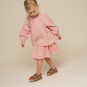 Long Sleeve Striped Blouse - Kids - Offwhite/Cherry Red | 100990 Willa