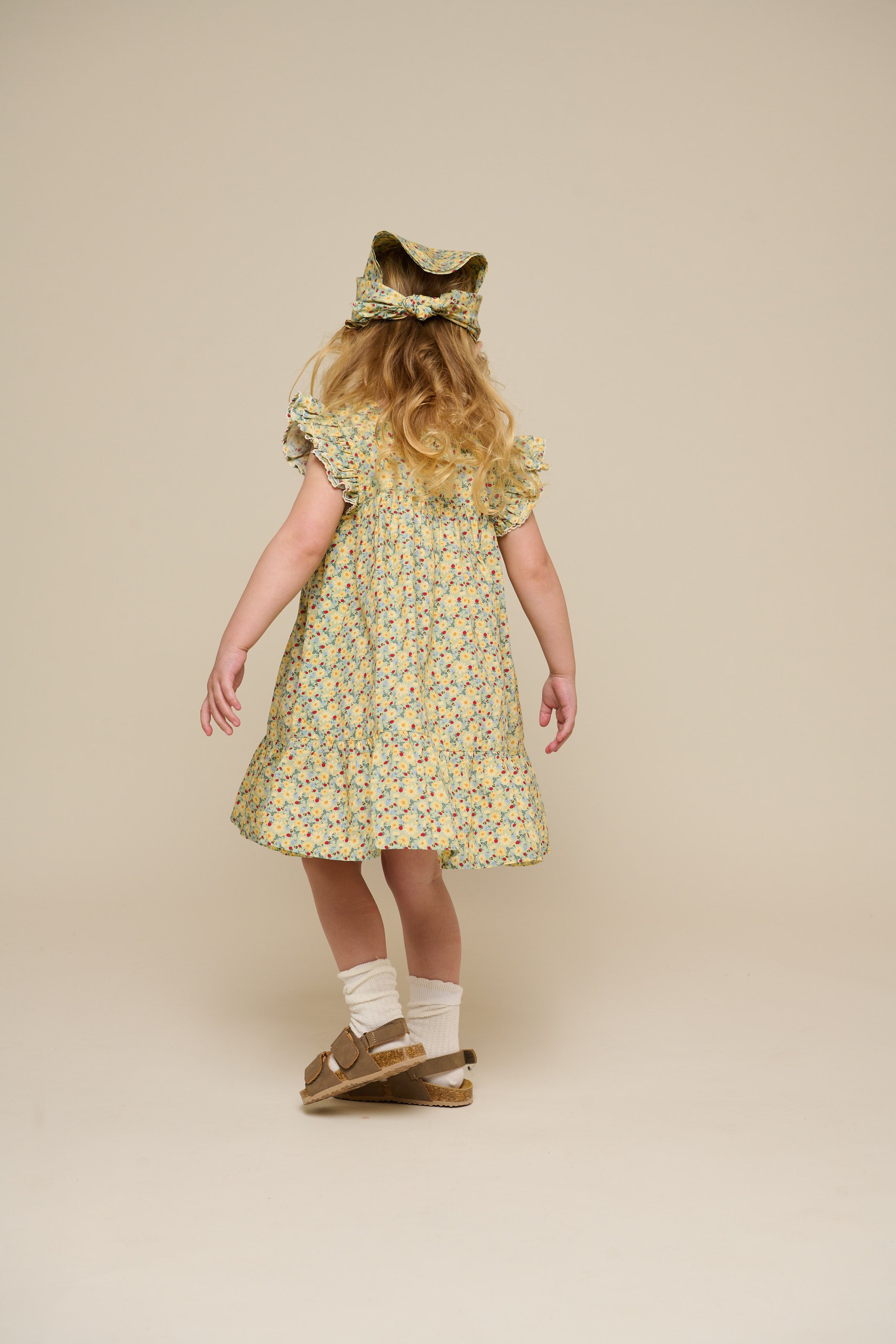 Flower Printed Poplin Dress - Kids - Green | 100962 Poppy