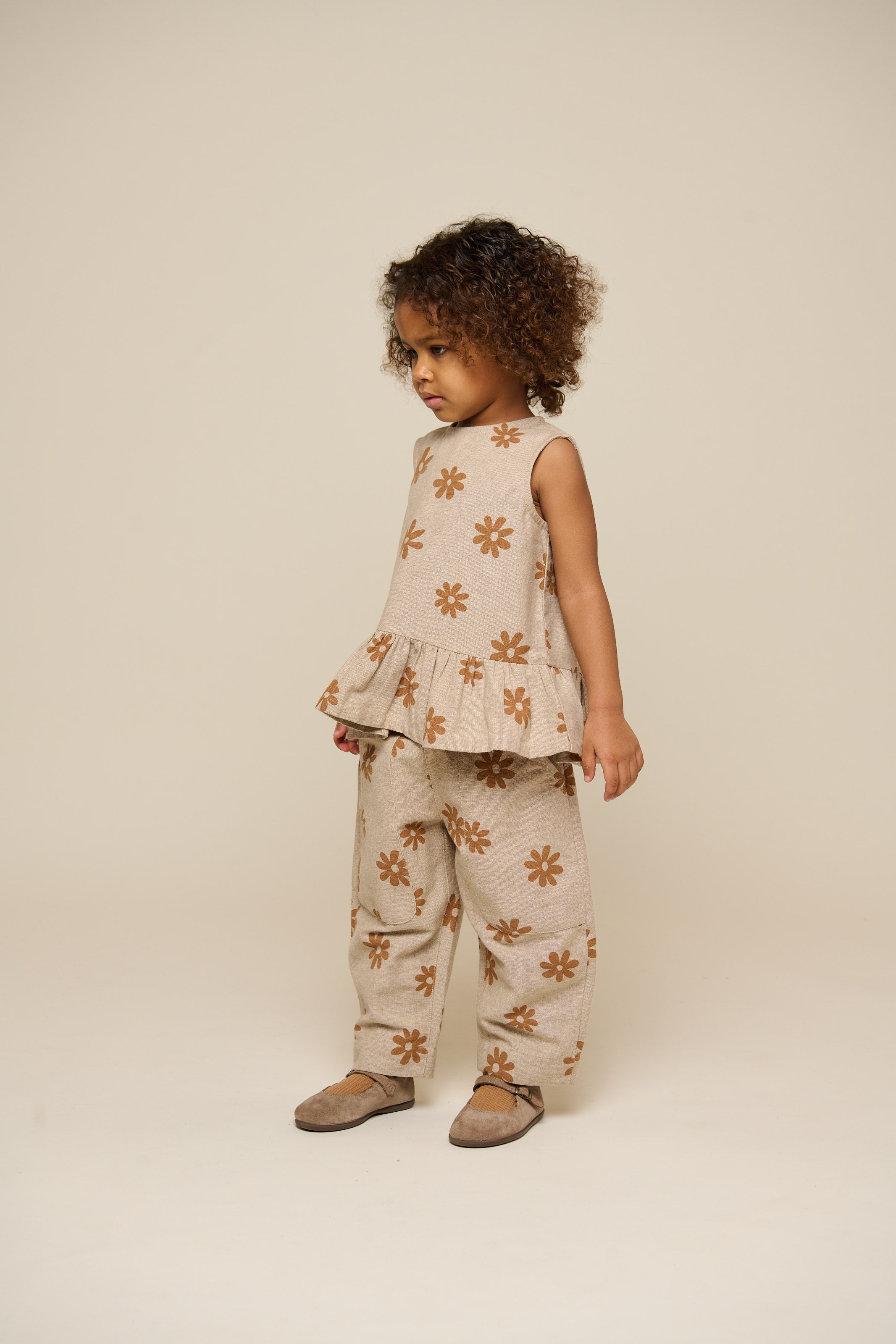 Printed Cotton Trousers - Kids - Sand | 101207 Molly