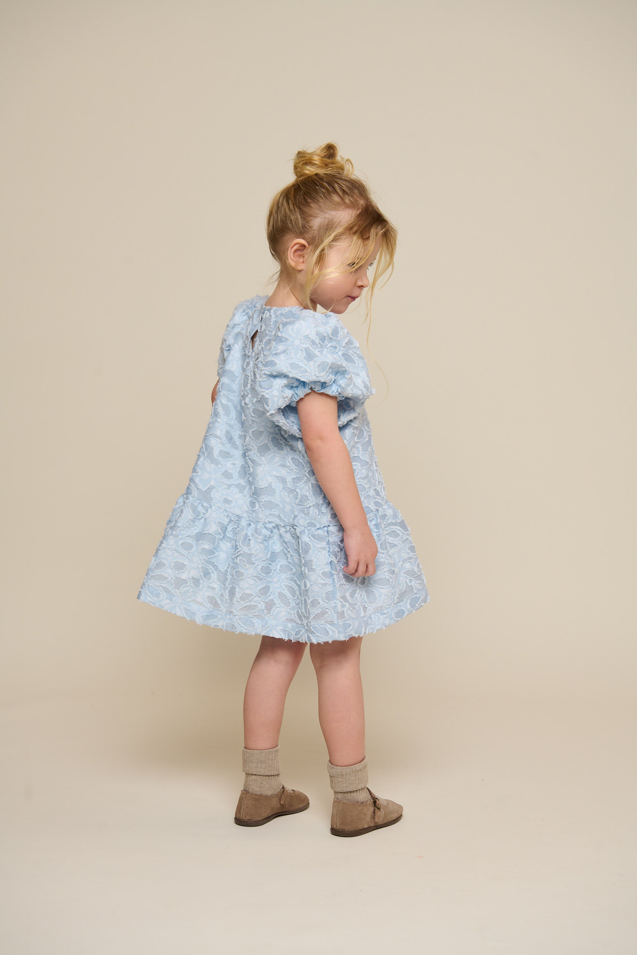 Cotton-blend Jacquard Dress - Kids - Light Blue | 100994 Giselle