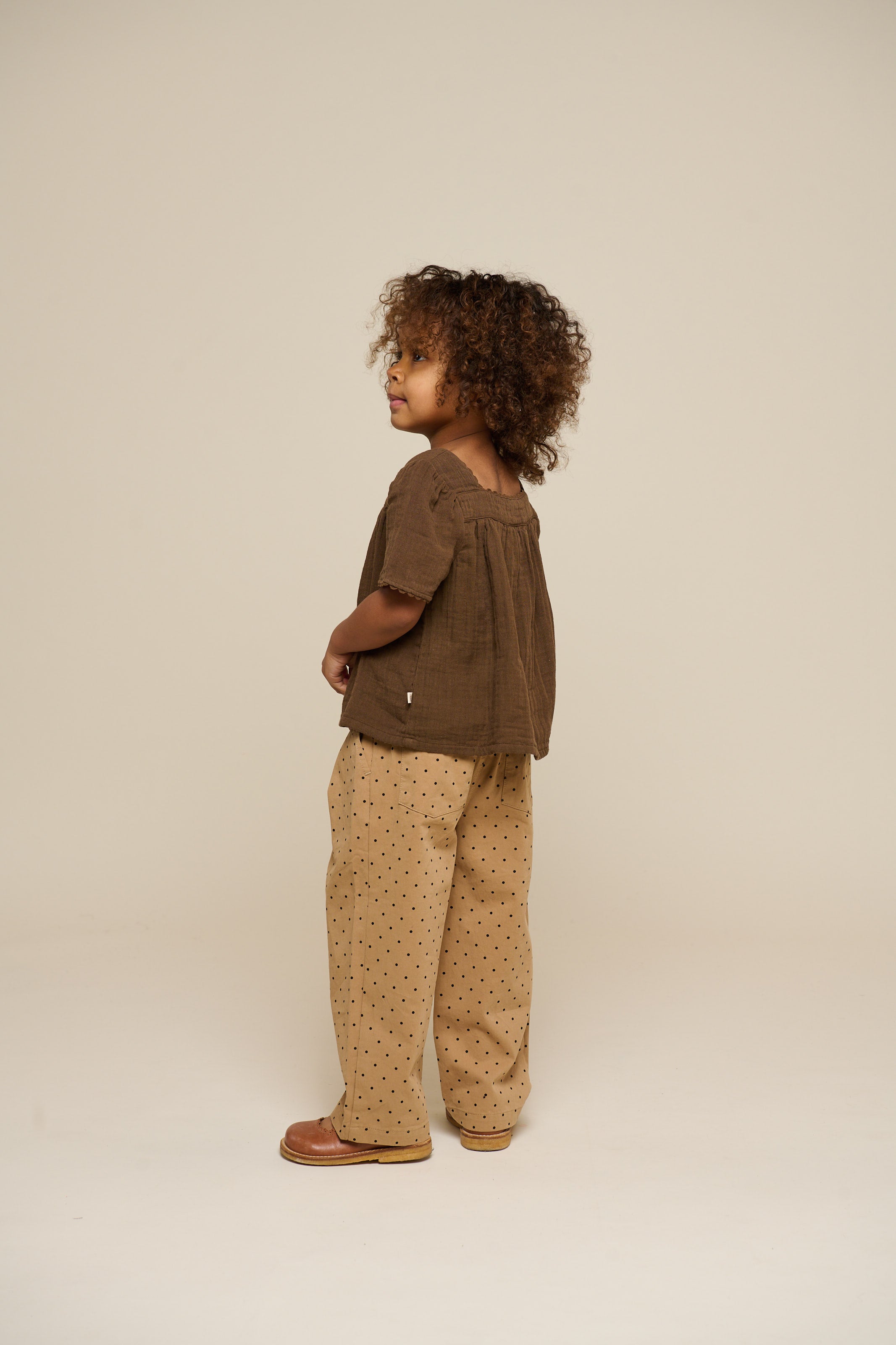 Gauze Short Sleeve Blouse - Kids - Dark Brown | 100916 Jasmine