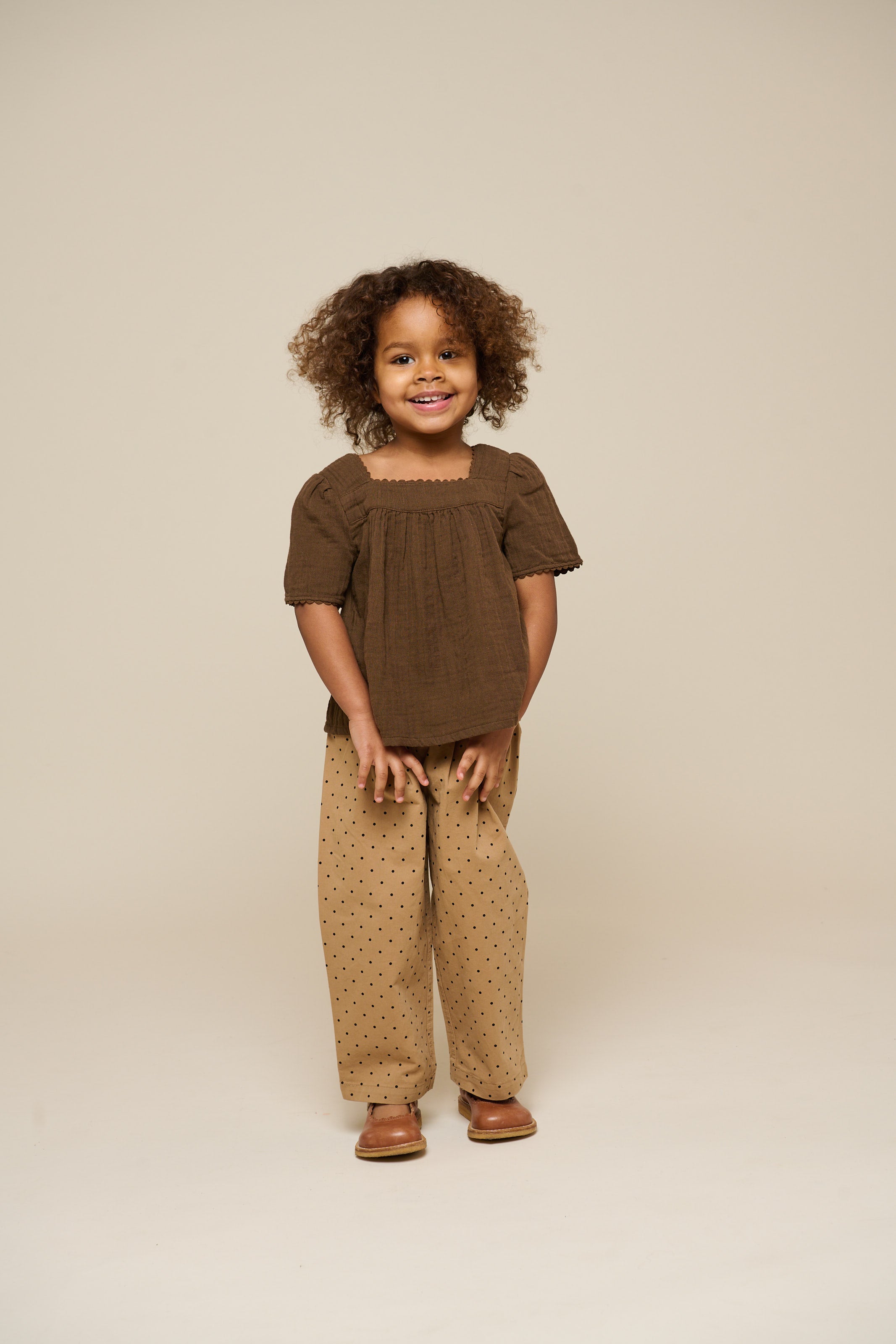 Gauze Short Sleeve Blouse - Kids - Dark Brown | 100916 Jasmine