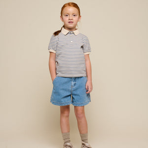 Striped Jersey Polo - Tween - Blue | 101007 Emmie