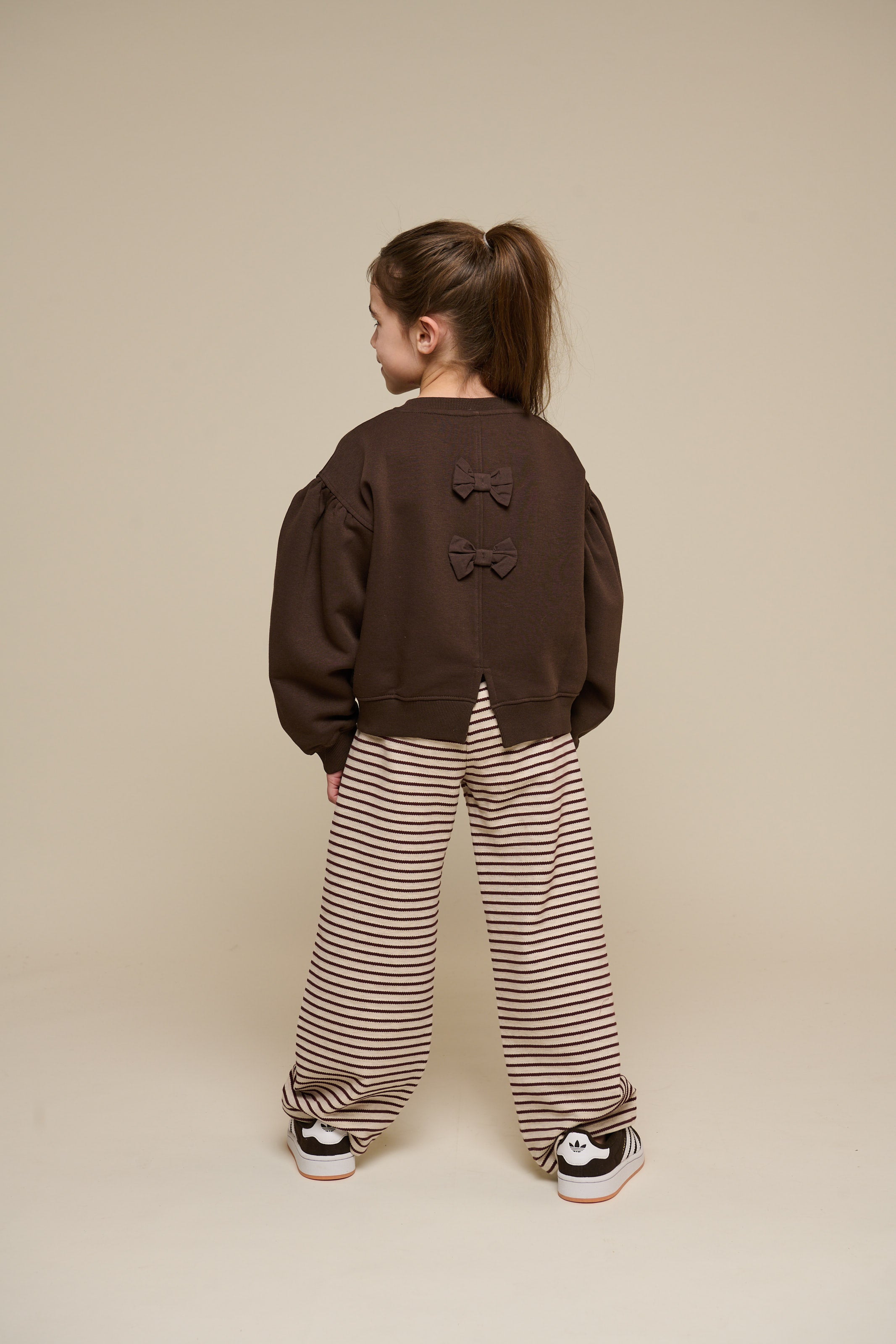 Striped Wide-leg Jersey Trousers - Tween - Brown | 100997 Emmie