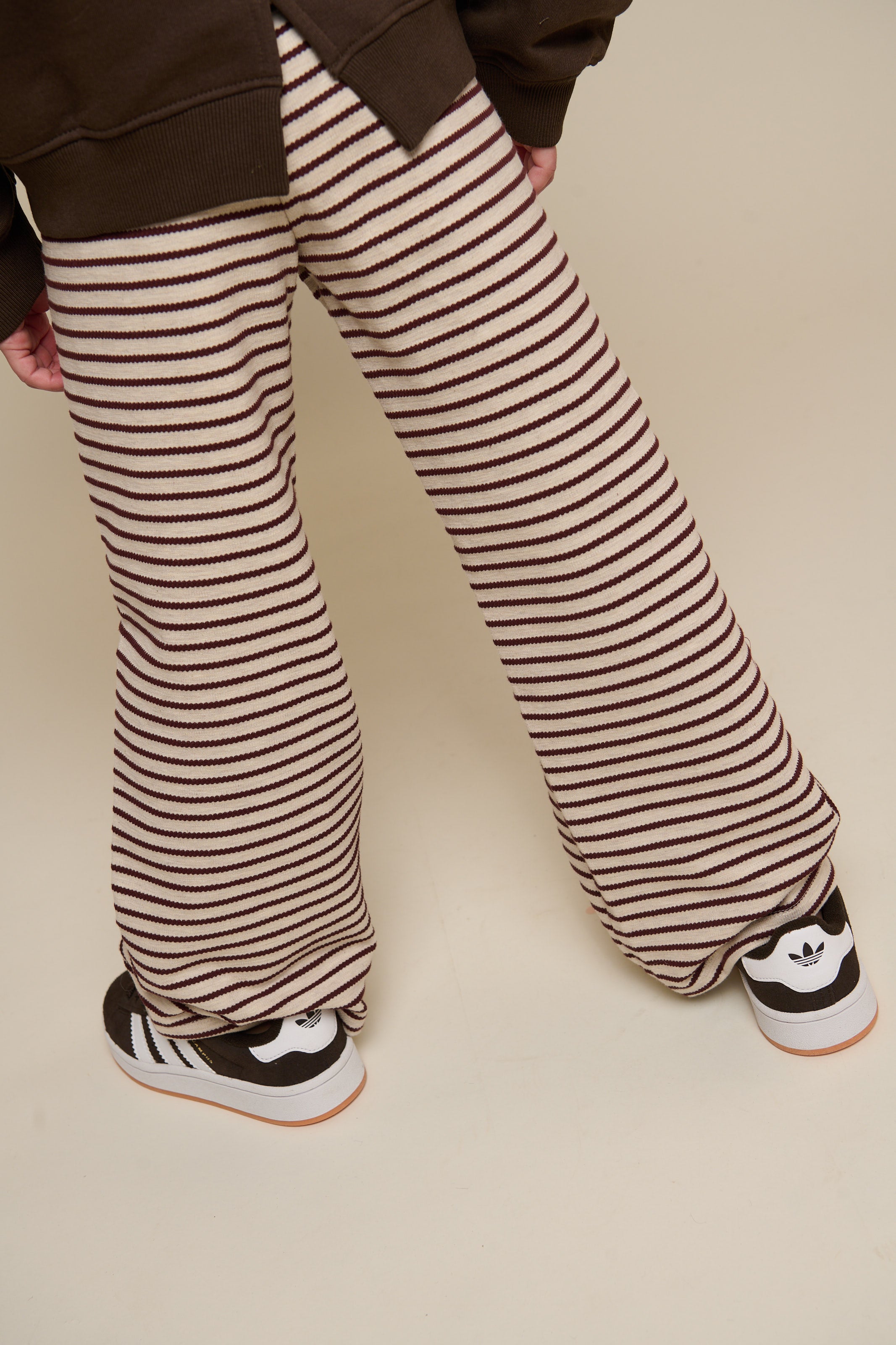 Striped Wide-leg Jersey Trousers - Tween - Brown | 100997 Emmie