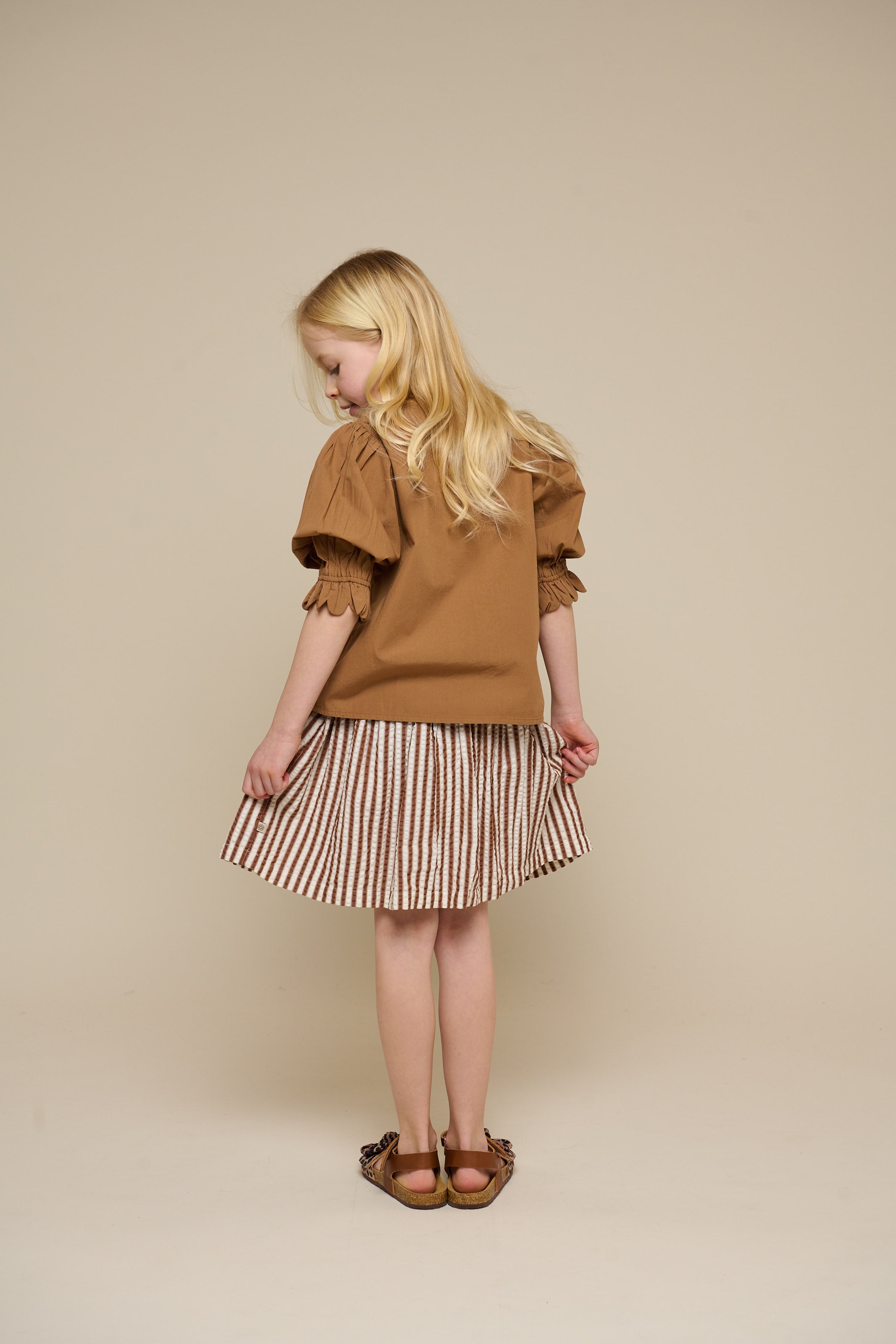 Striped Seersucker Skirt - Tween - Brown | 101194 Nadia