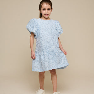 Cotton-blend Jacquard Dress - Tween - Light Blue | 100995 Giselle