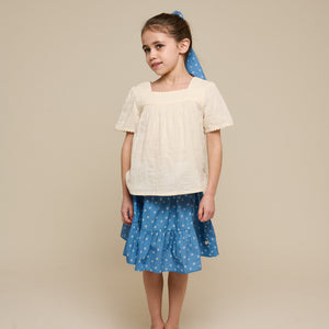 Printed Poplin Skirt - Tween - Dusty Blue | 101085 Camilla