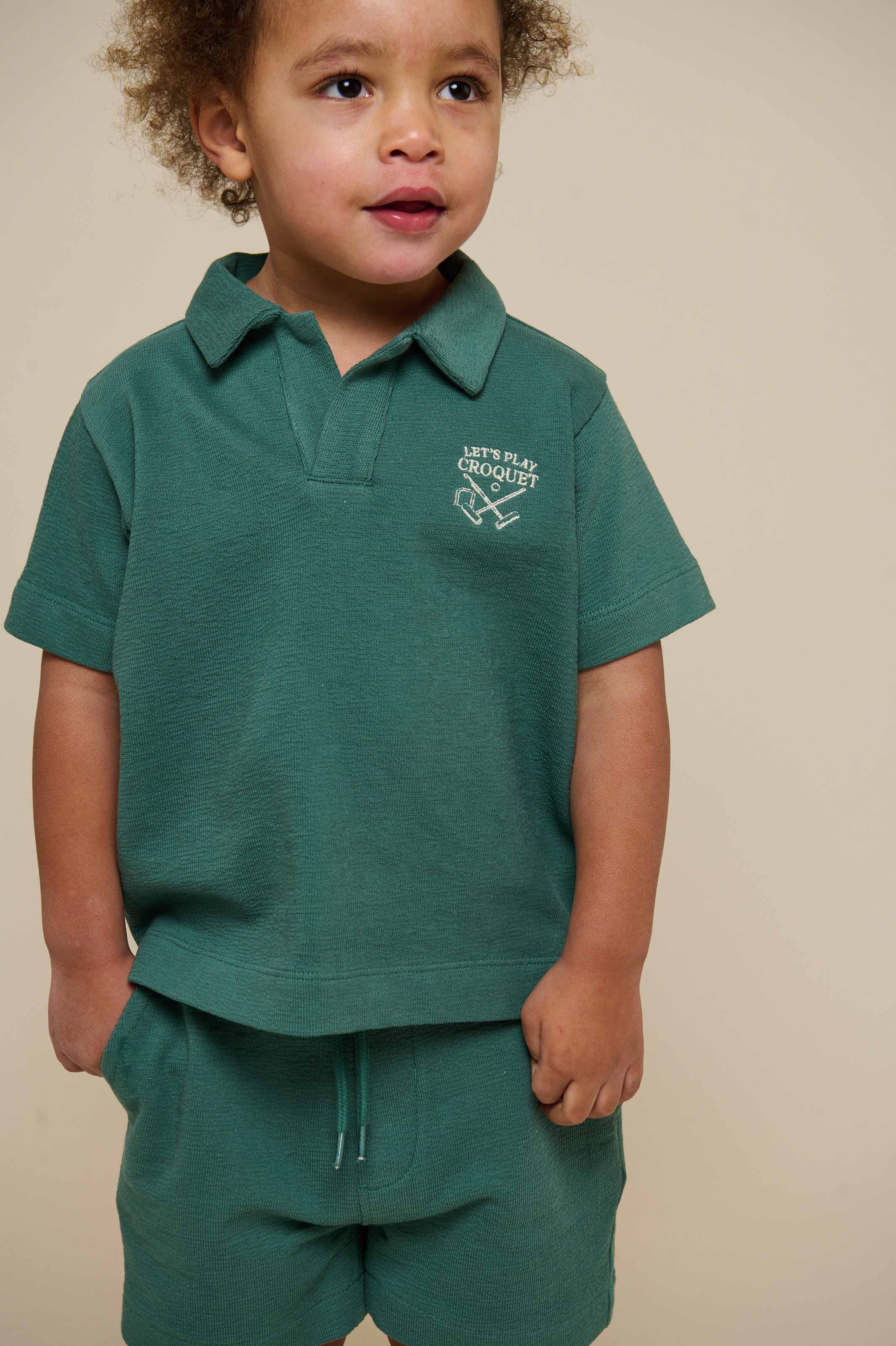 Textured Jersey Shorts - Kids - Tropical Green | 101219 Sonny