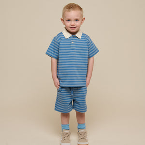 Striped Jersey Shorts - Kids - Dusty Blue | 101183 Otto