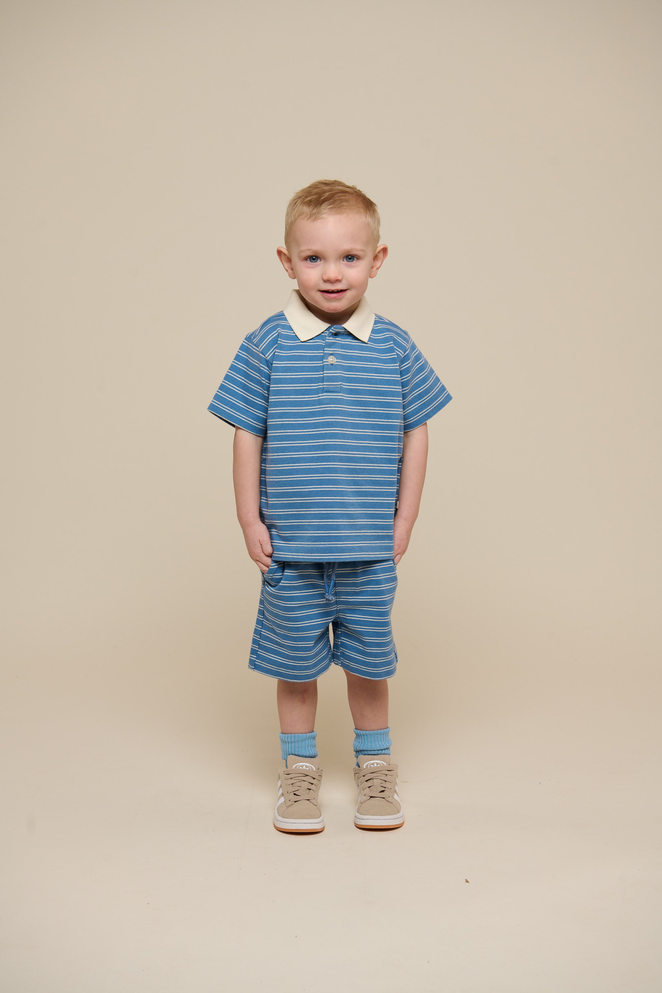 Striped Jersey Shorts - Kids - Dusty Blue | 101183 Otto