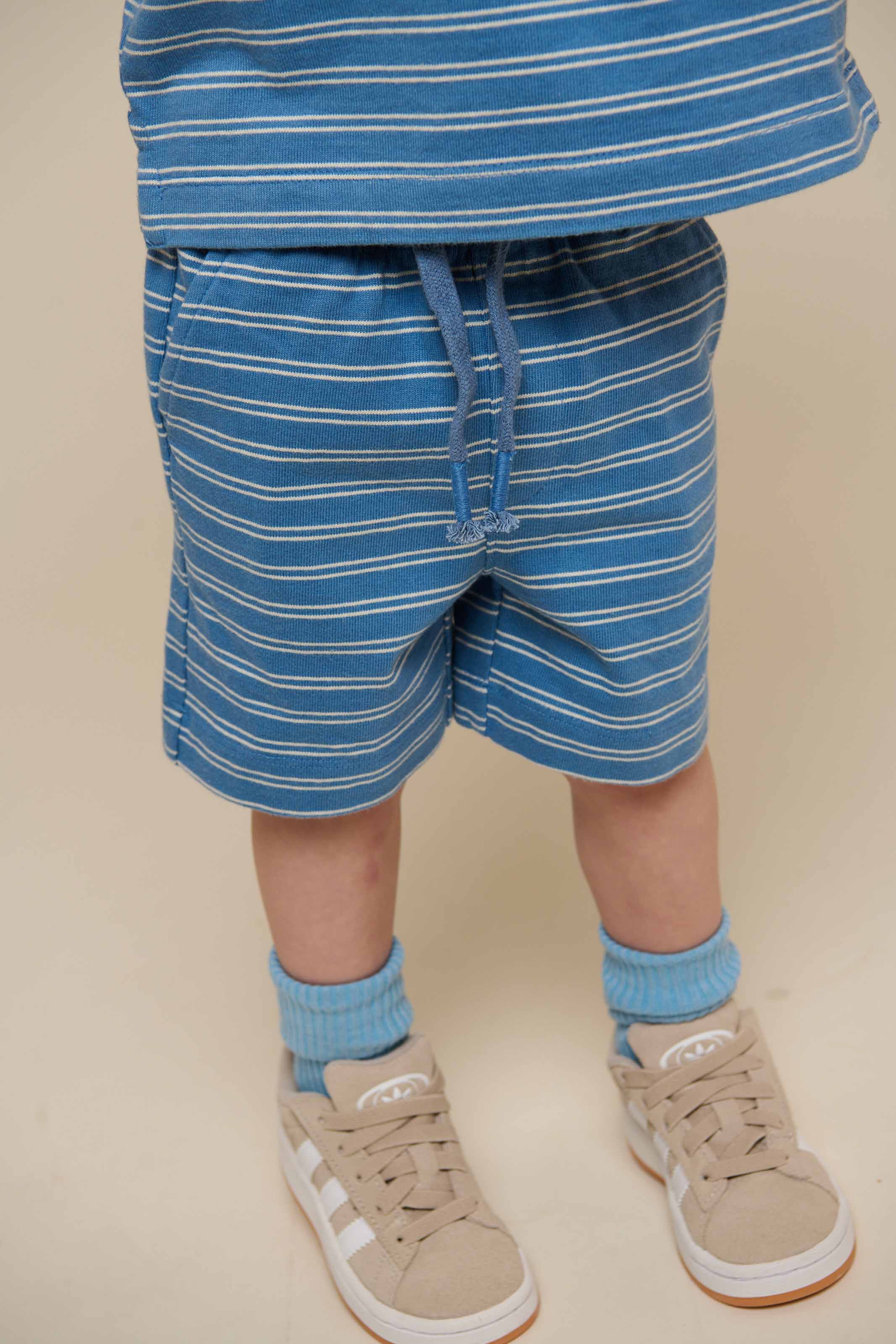 Striped Jersey Shorts - Kids - Dusty Blue | 101183 Otto