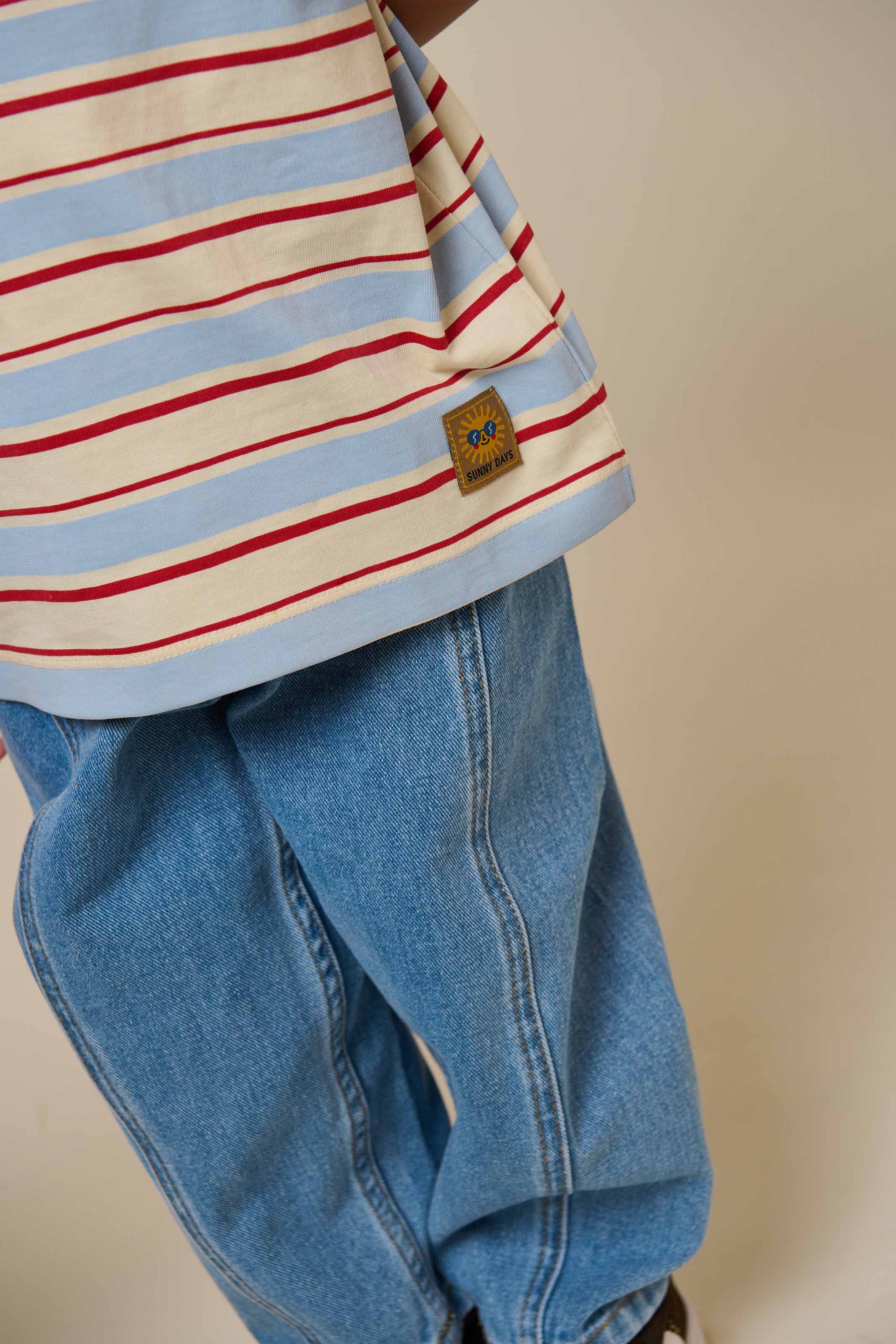 Retro Striped T-shirt - Kids - Powder Blue | 101275 Steven