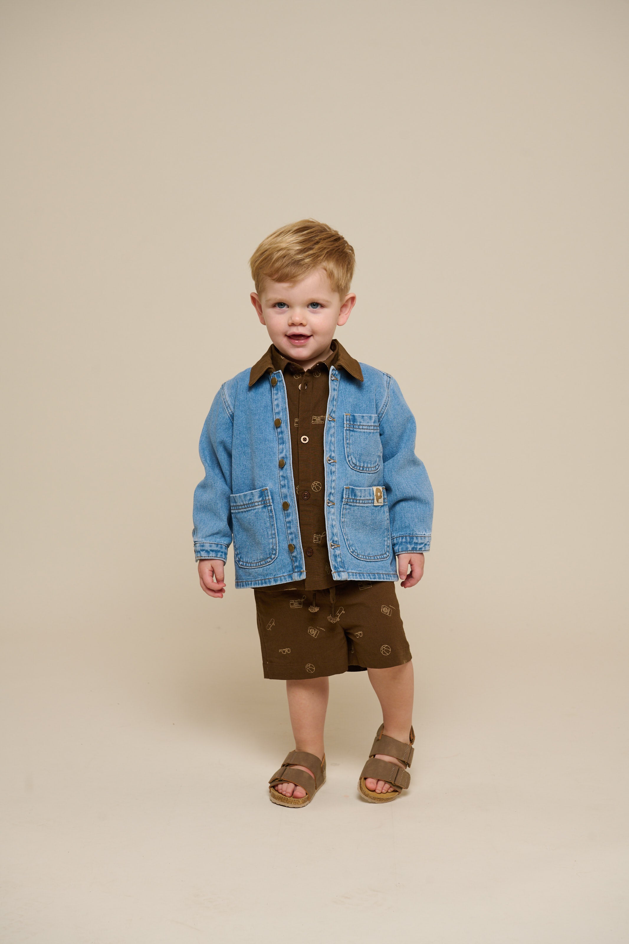 Printed Linen Mix Shirt - Kids - Dark Brown | 101167 William