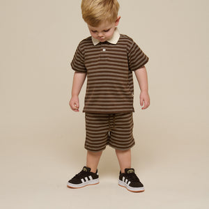Striped Jersey Shorts - Kids - Dark Brown | 101181 Otto