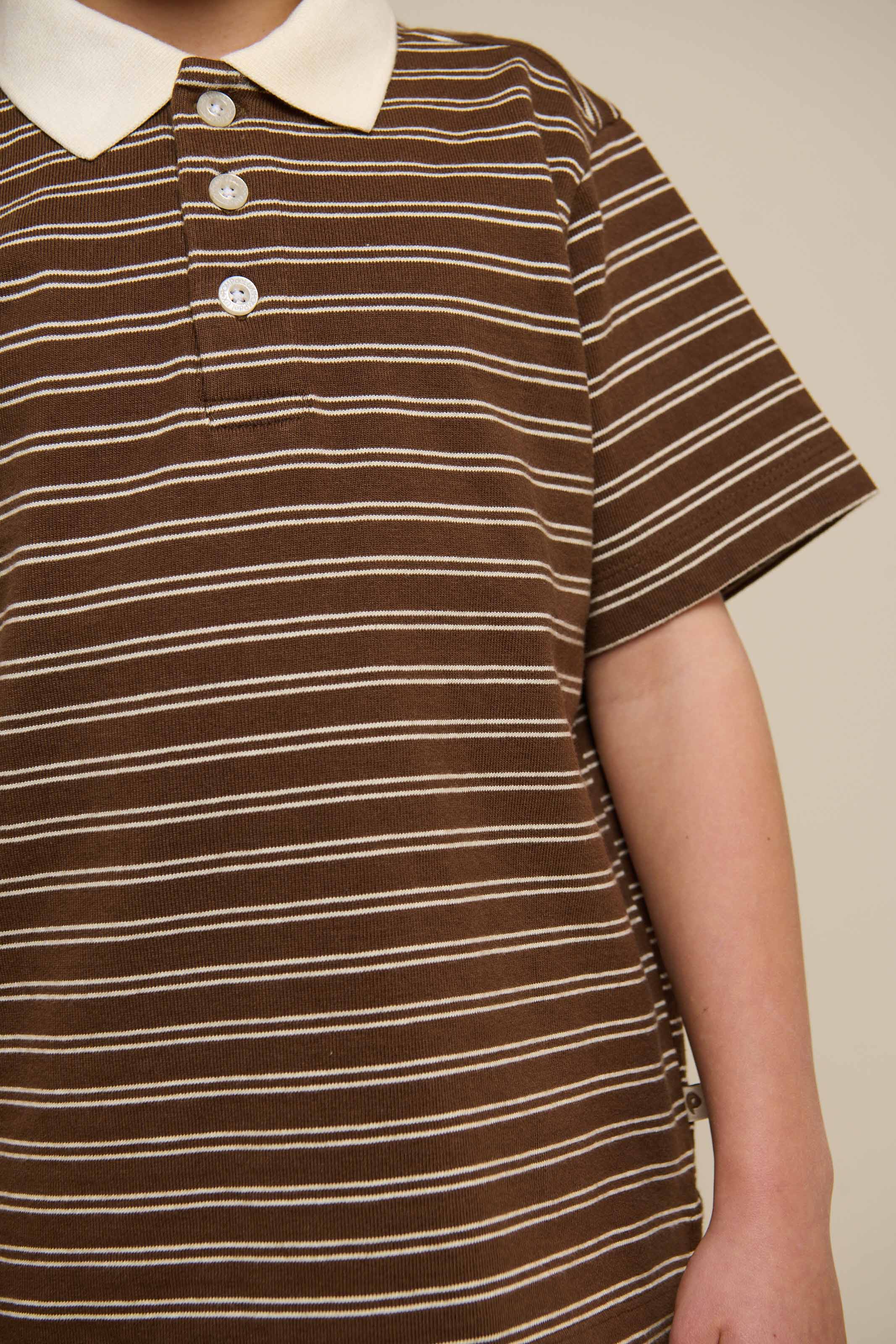 Striped Jersey Poloshirt - Tween - Dark Brown | 101174 Otto