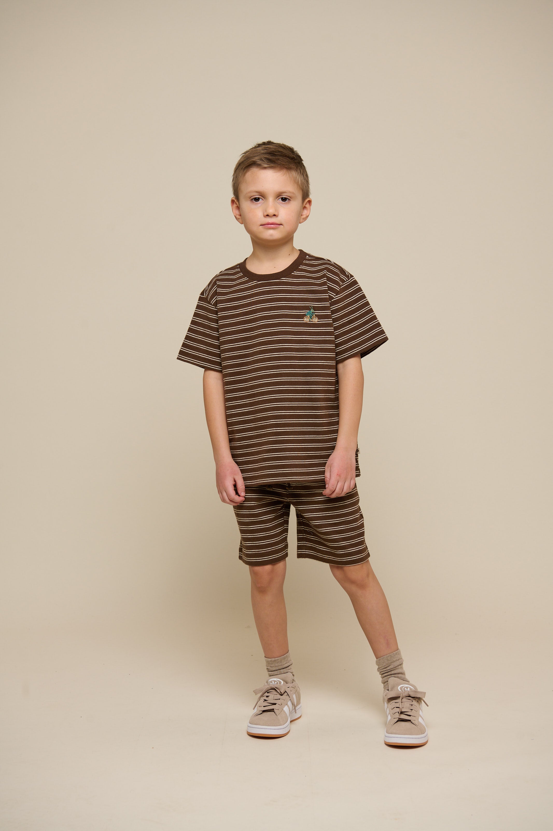 Striped Jersey Shorts - Tween - Dark Brown | 101182 Otto