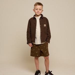 Printed Linen Mix Shorts - Tween - Dark Brown | 101172 William