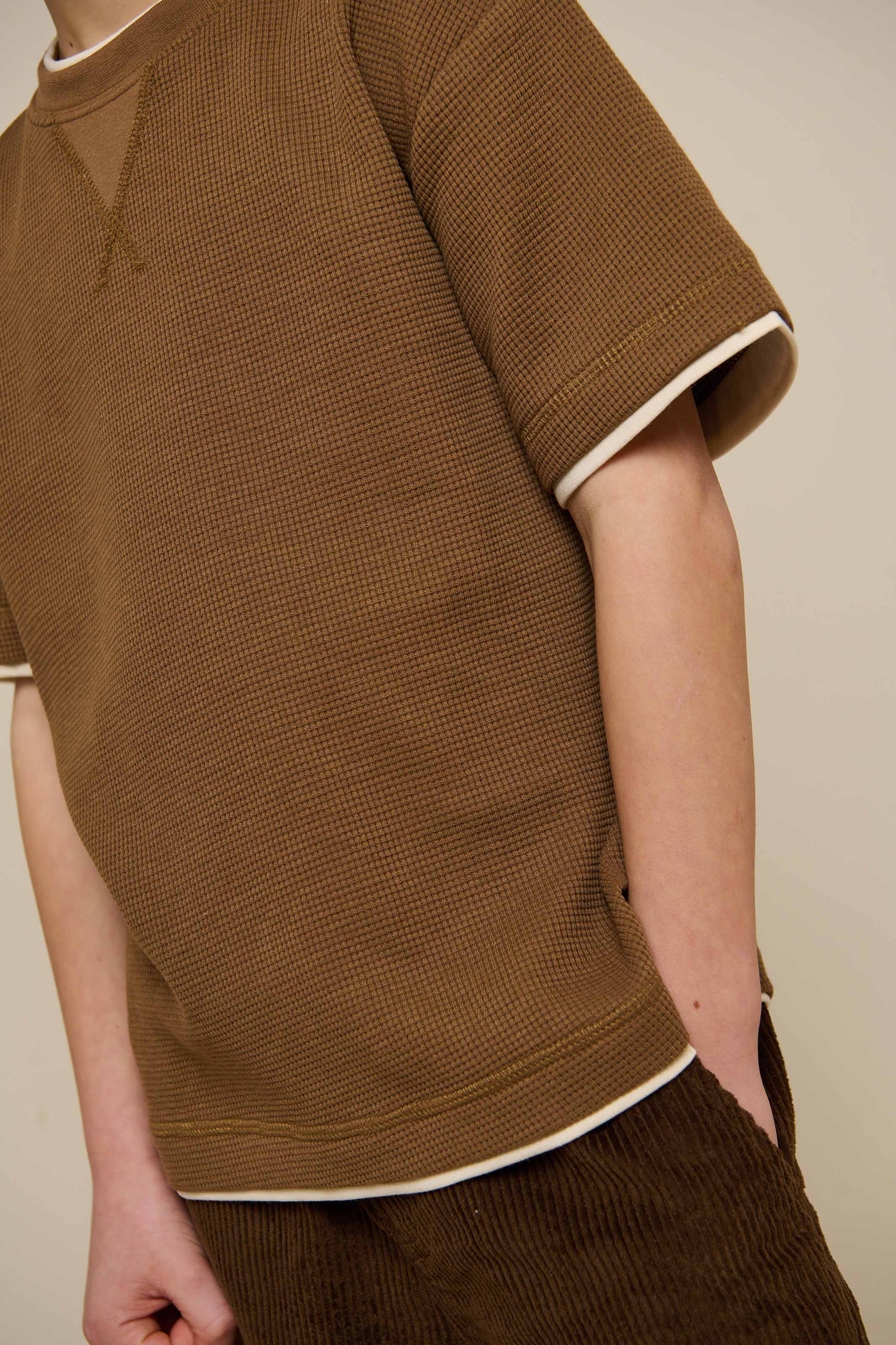 Textured Short Sleeve T-Shirt - Tween - Coffee | 100712 Malthe