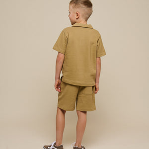 Textured Jersey Shorts - Tween - Khaki | 101222 Sonny