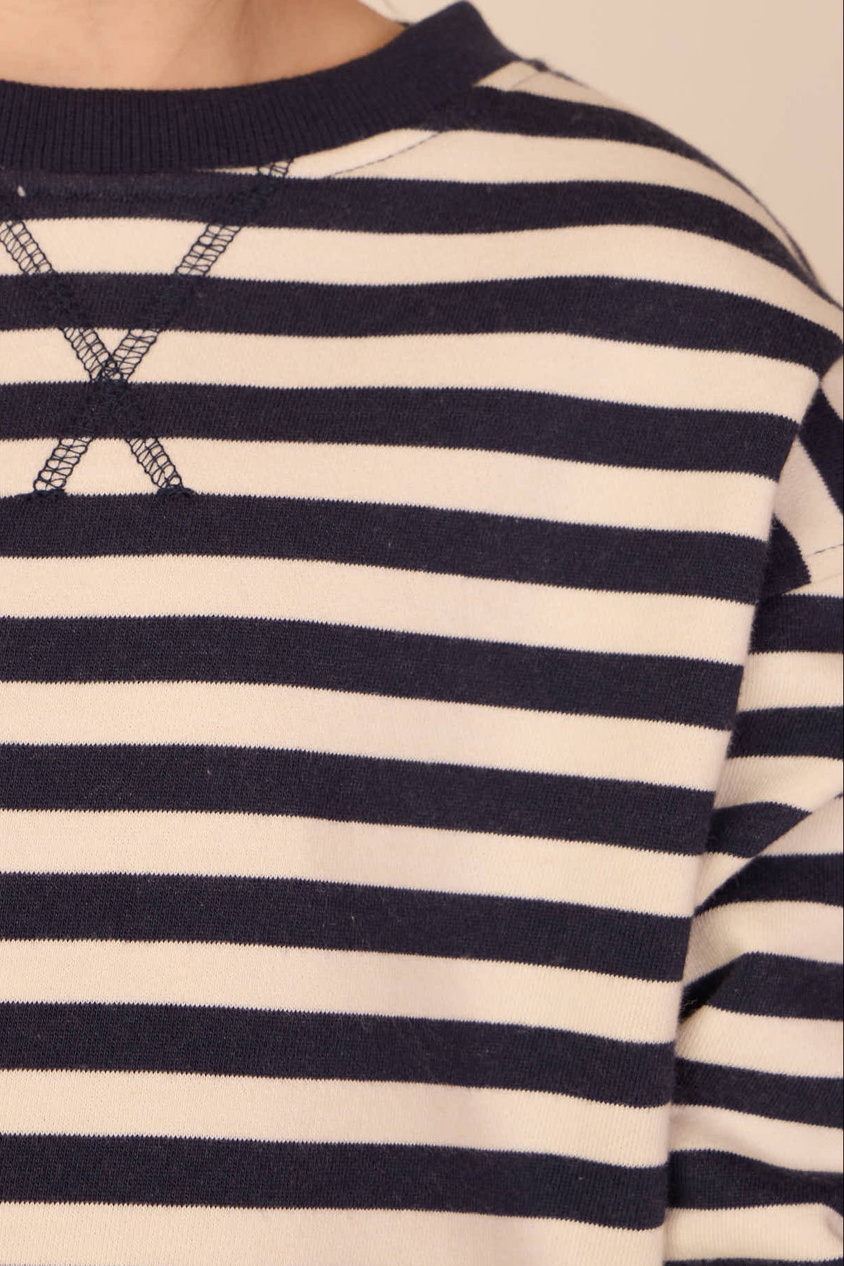 Striped Crewneck Sweatshirt - Kids - Navy Stripe | 101344 Cole