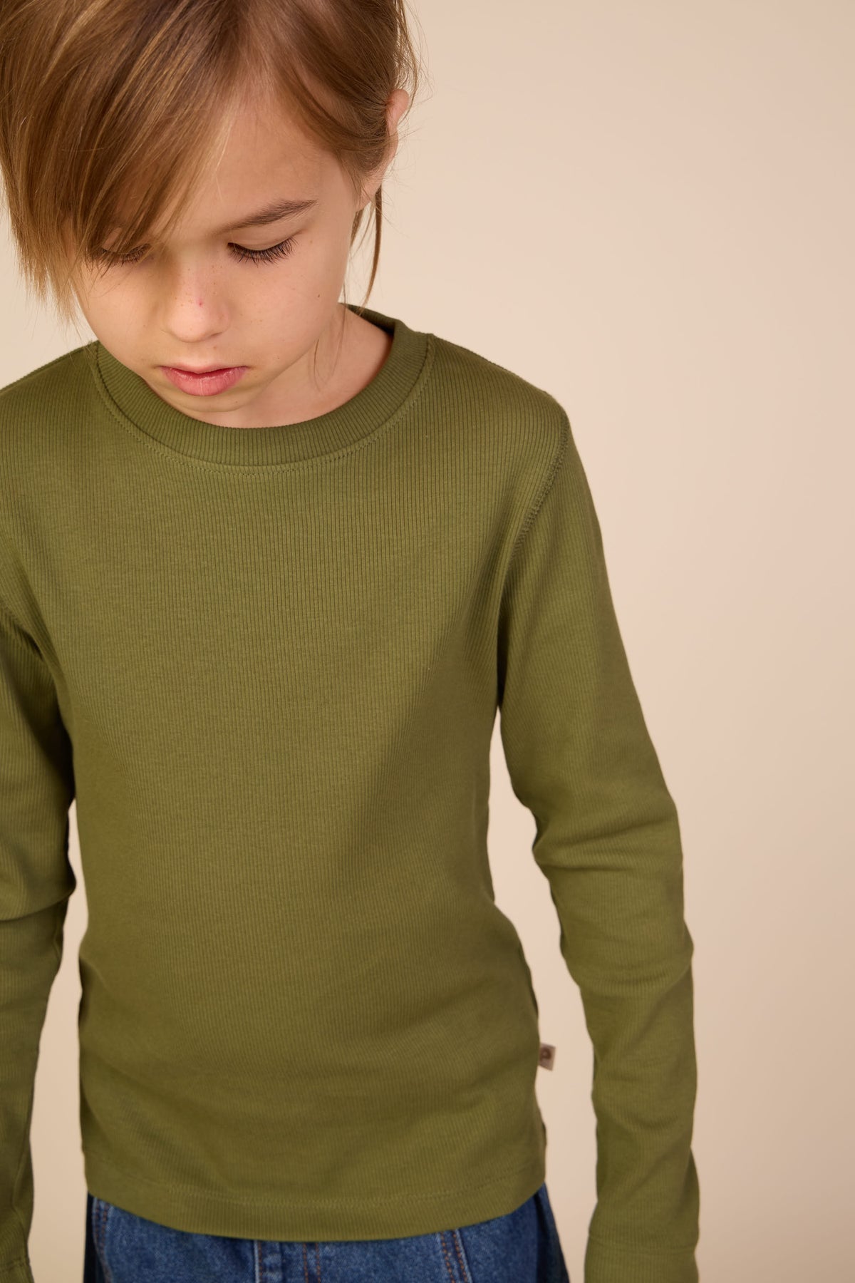 Ribbed Long-Sleeve T-Shirt - Tween - Moss Green | 101600 Conrad