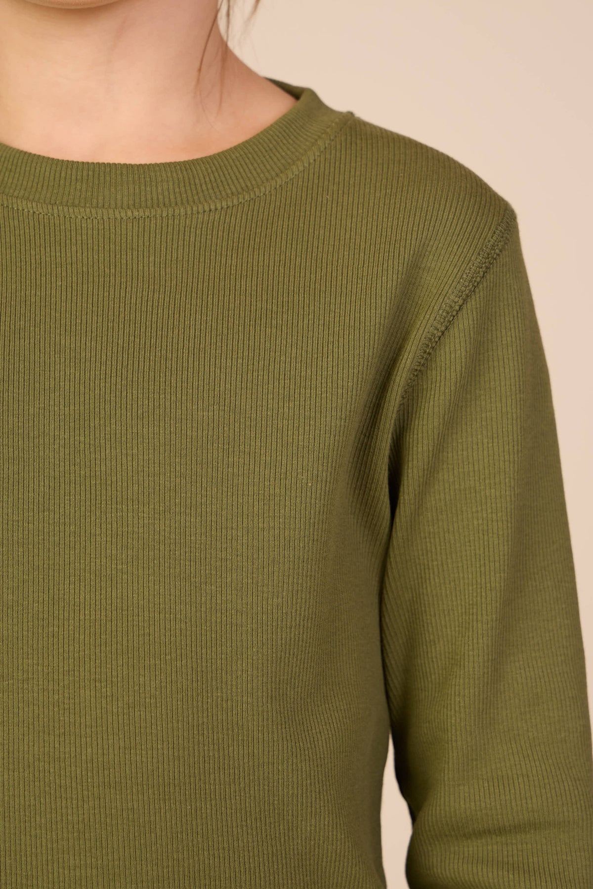 Ribbed Long-Sleeve T-Shirt - Tween - Moss Green | 101600 Conrad