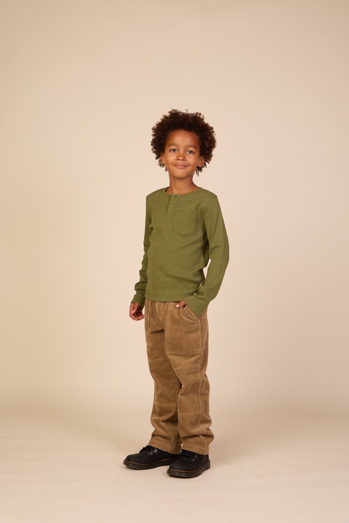 Ribbed Long-Sleeve Henley T-Shirt - Tween - Moss Green | 101594 Conrad