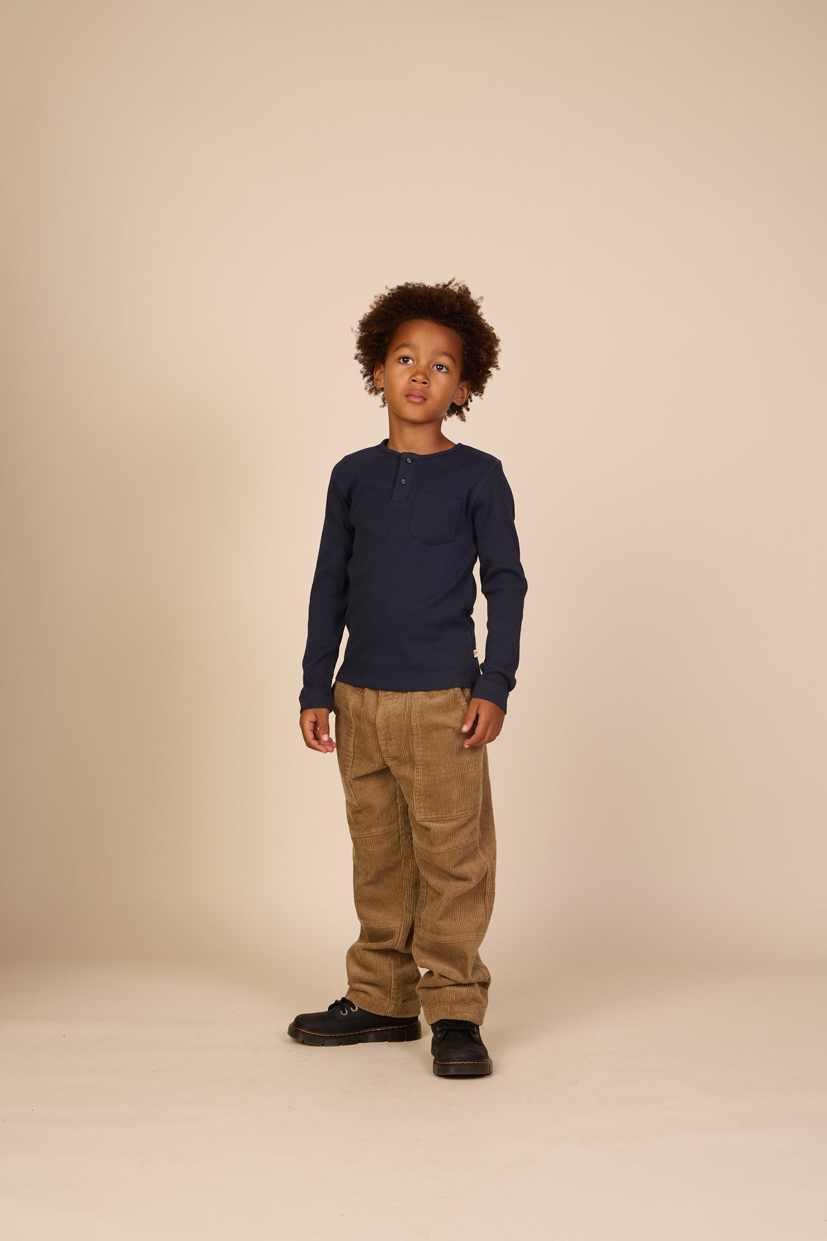 Ribbed Long-Sleeve Henley T-Shirt - Tween - Navy | 101592 Conrad