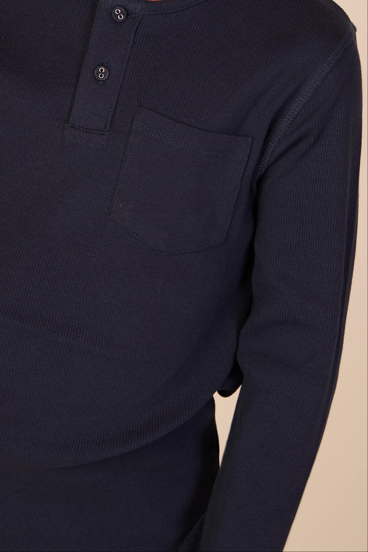 Ribbed Long-Sleeve Henley T-Shirt - Kids - Navy | 101591 Conrad