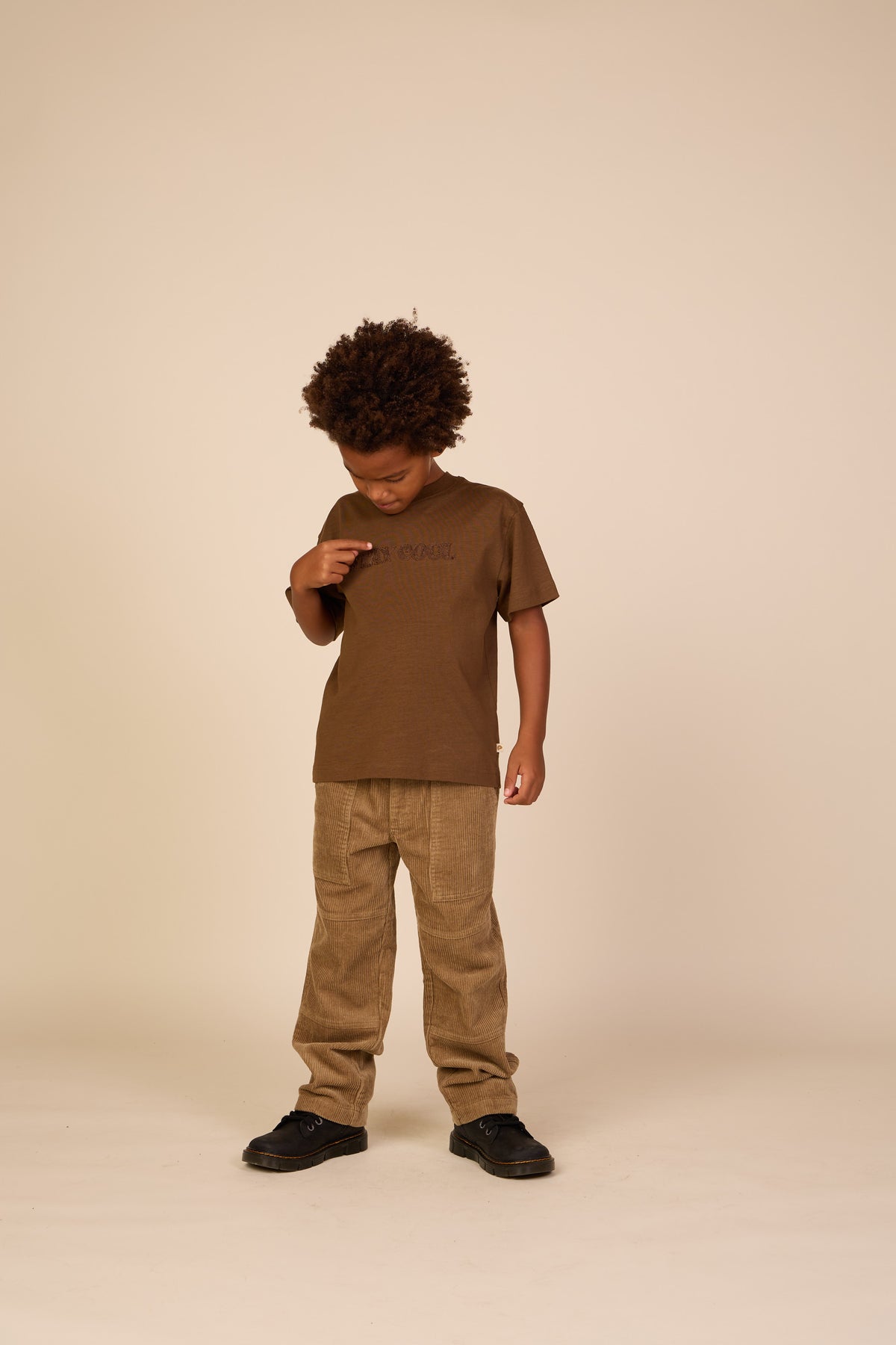 Slub jersey Embroidery T-shirt - Tween - Dark Brown | 101158 Villum