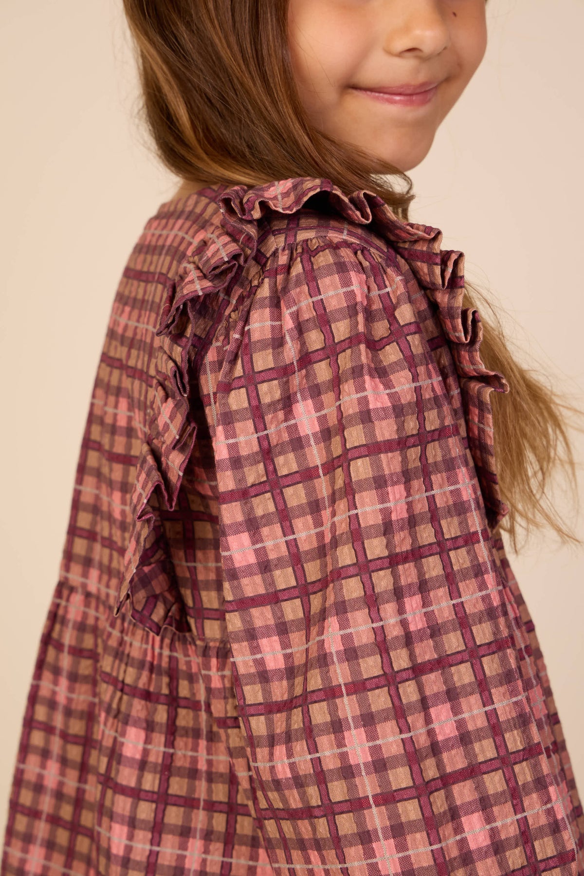 Checked Cotton Frill Blouse - Tween - Rose | 101494 Penny