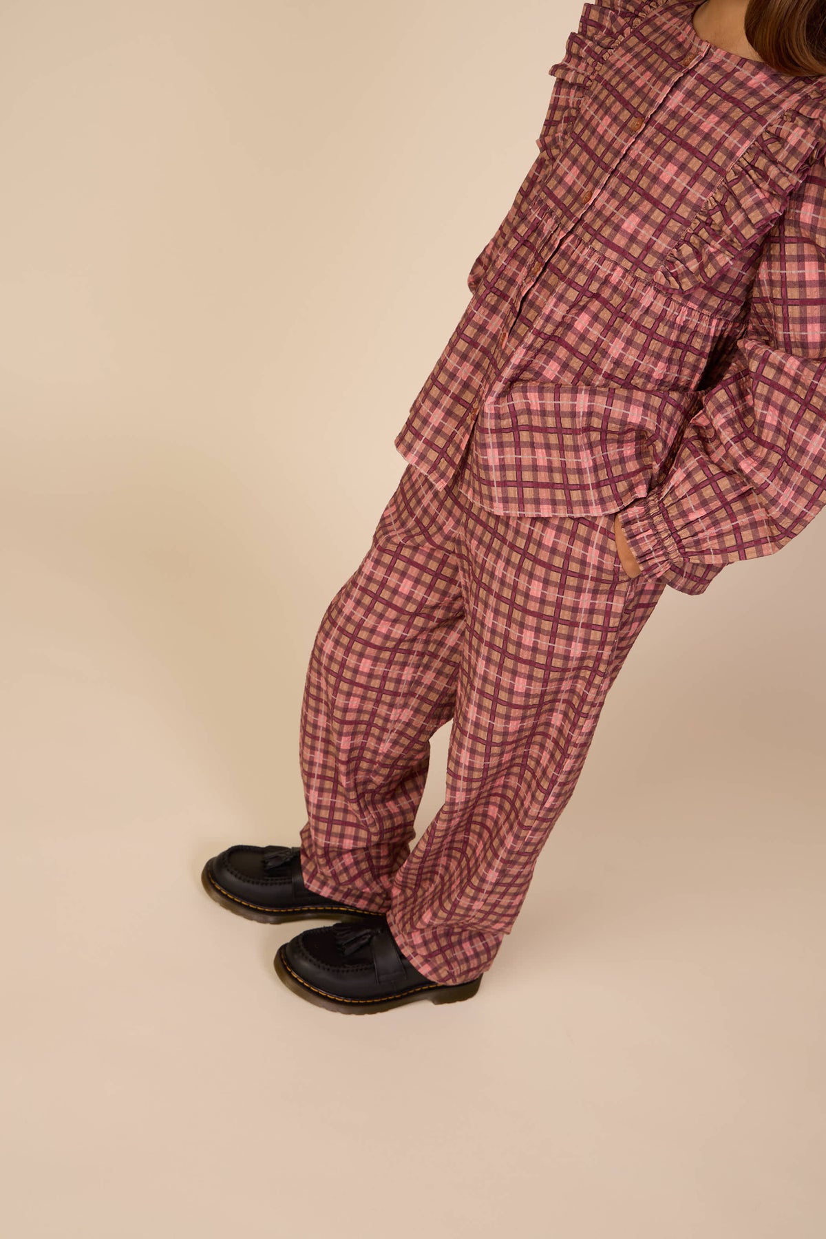 Checked Cotton Trousers - Tween - Rose | 101490 Penny