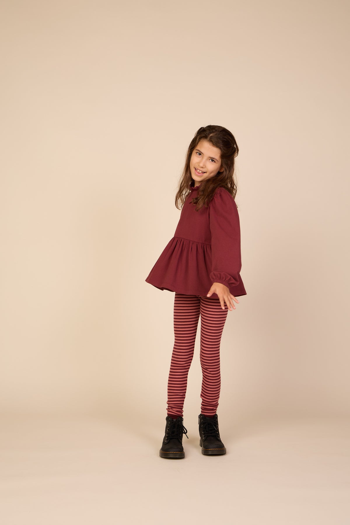 Striped Rib Leggings - Tween - Dusty Rose/Bordeaux | 101613 Gloria