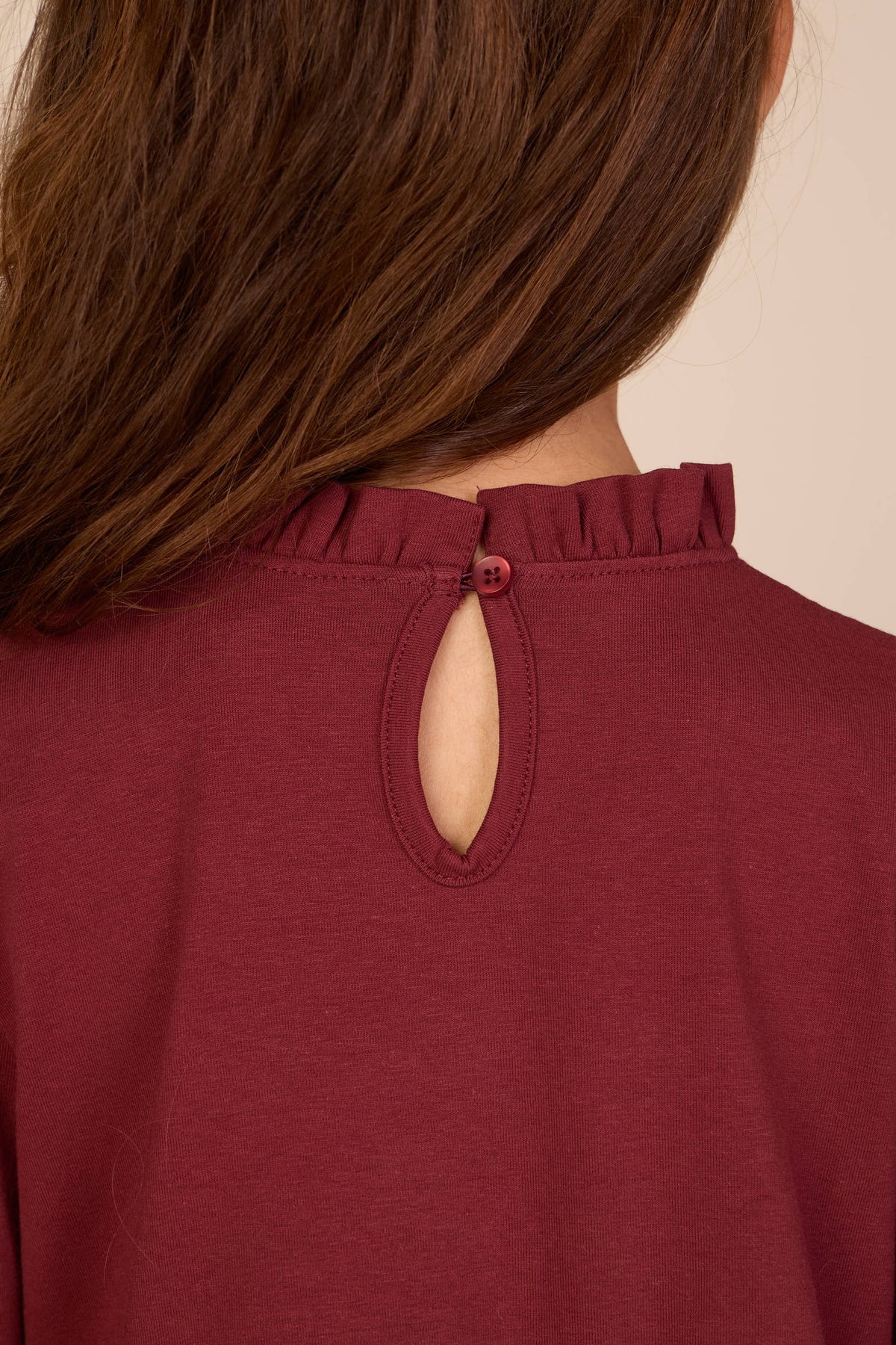 Solid Peplum Jersey Blouse - Kids - Bordeaux | 101547 Heidi
