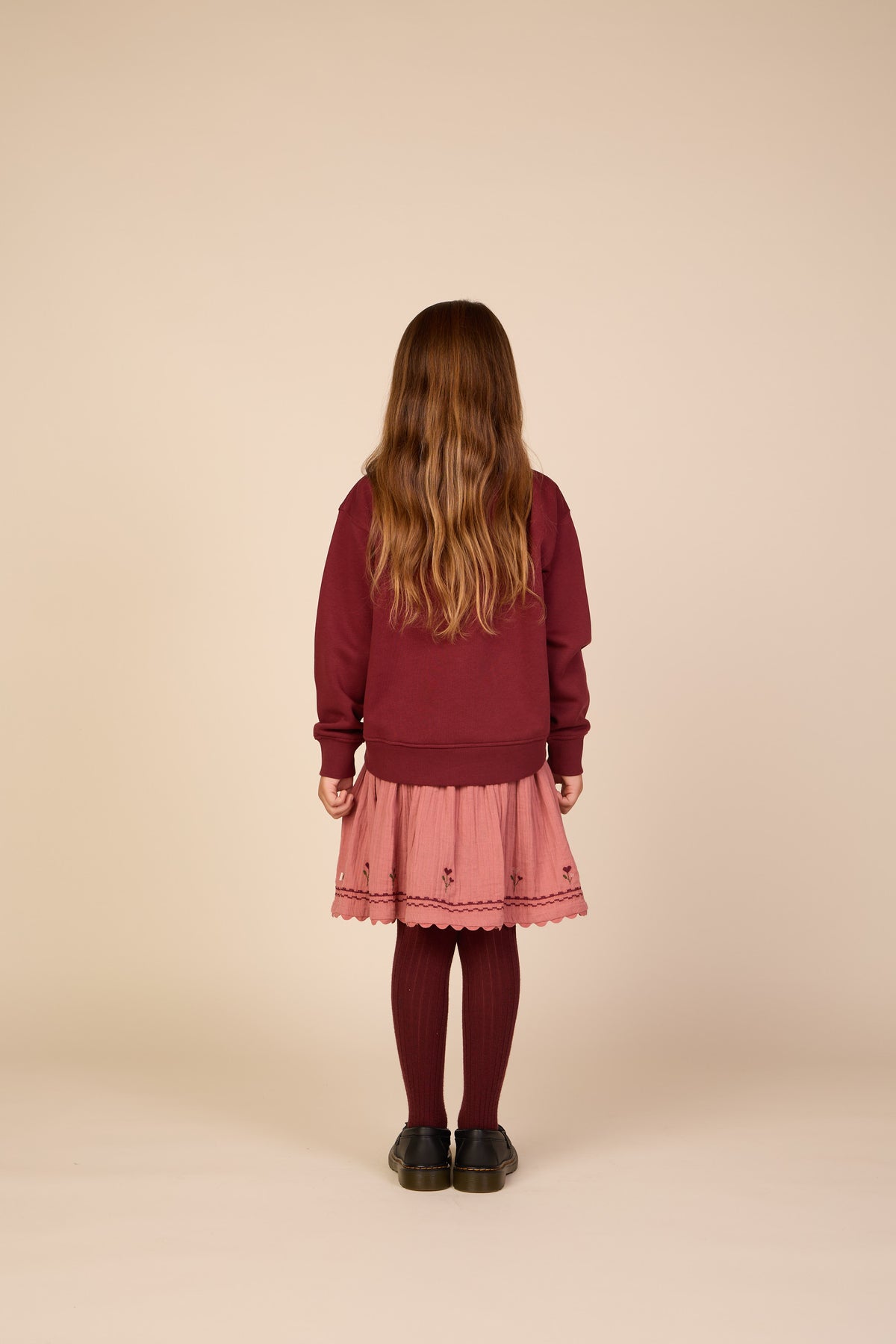 Cross-Stitch Double Gauze Skirt - Tween - Dusty Rose | 101470 Laureen