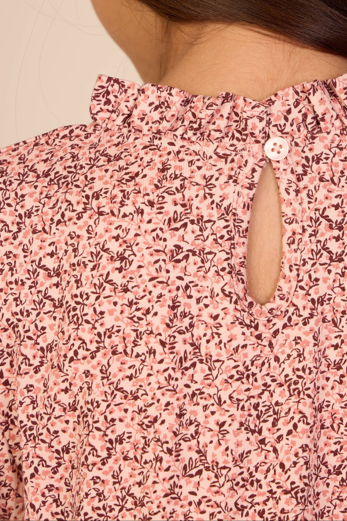 Printed Peplum Jersey Blouse - Kids - Rose/Bordeaux | 101543 Heidi