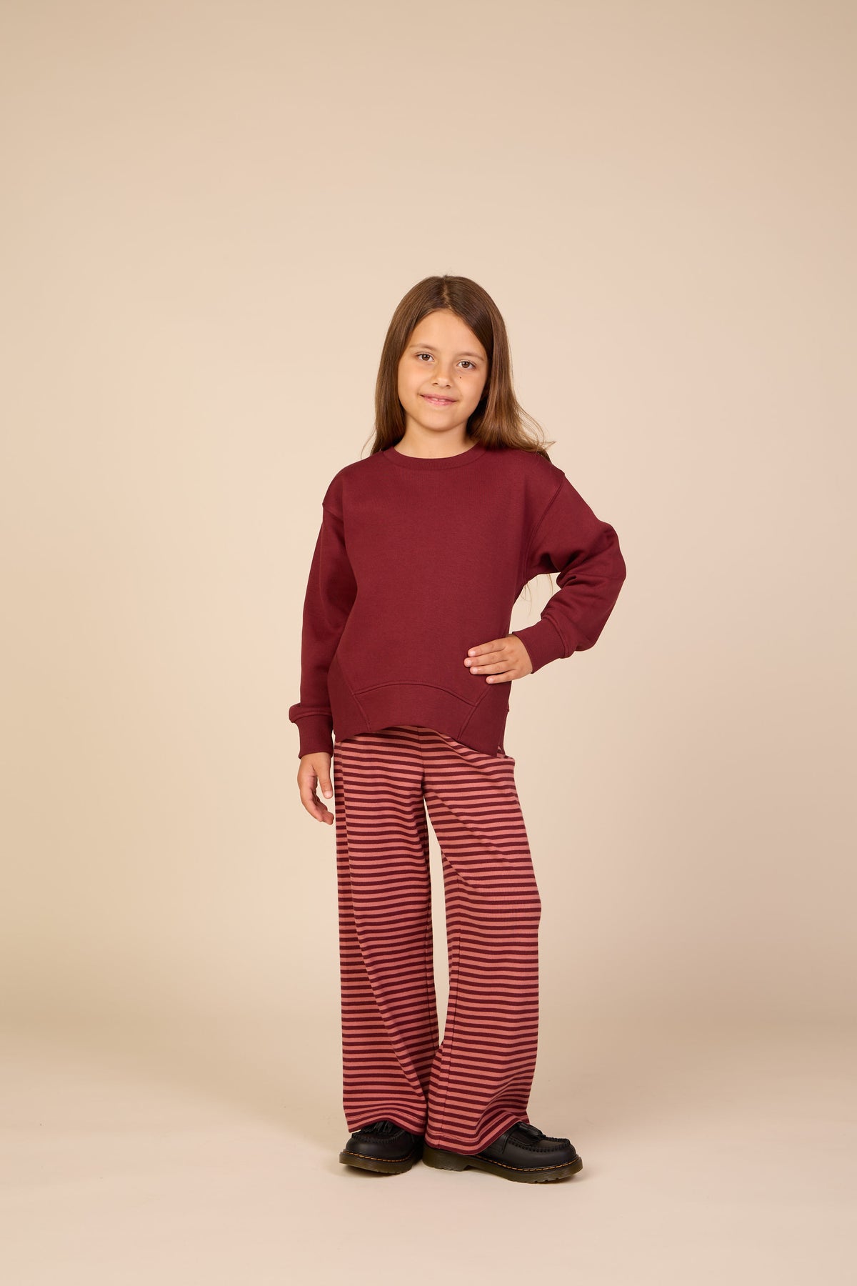 Rib Detail Sweatshirt - Tween - Bordeaux | 101625 Zoe