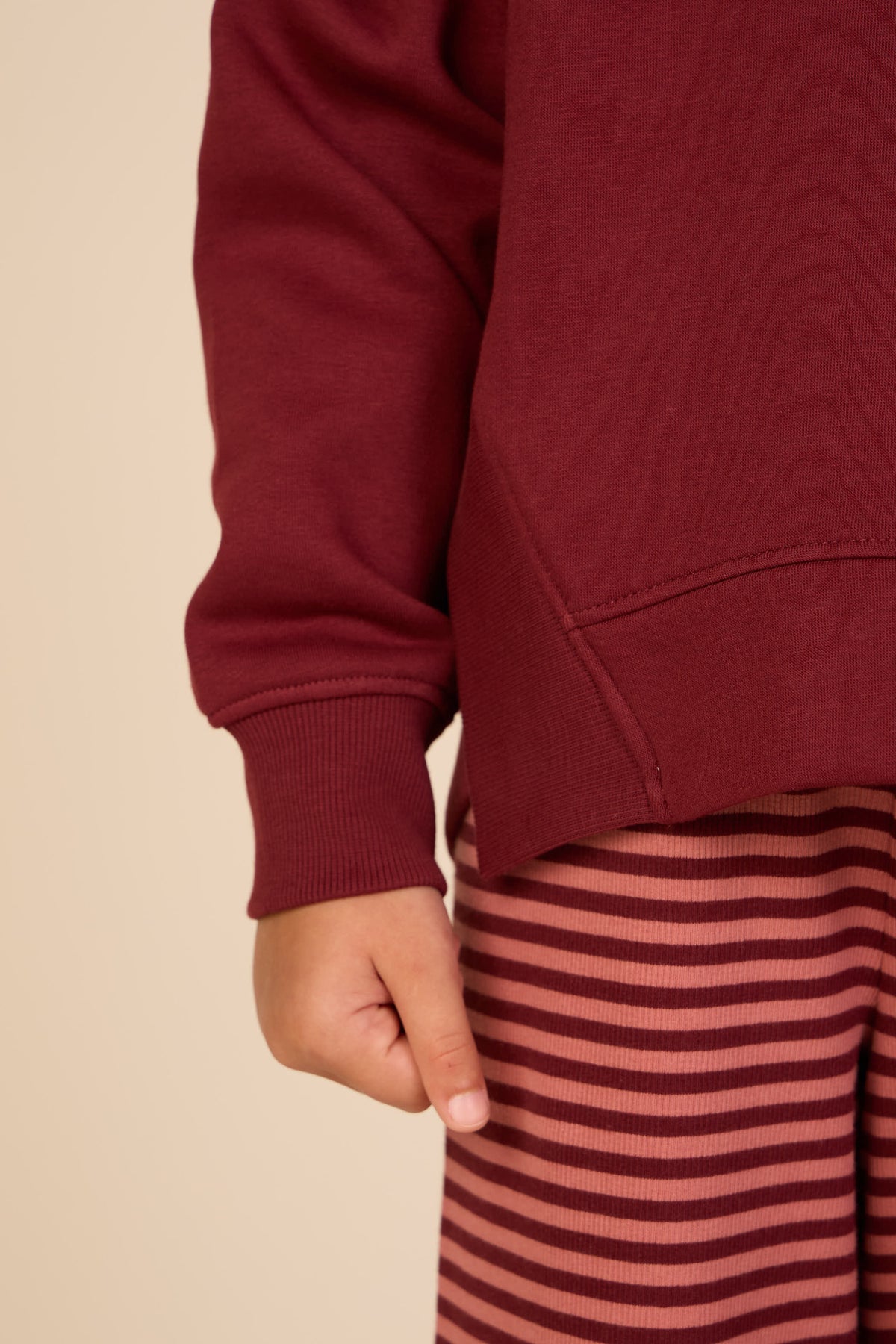 Rib Detail Sweatshirt - Tween - Bordeaux | 101625 Zoe