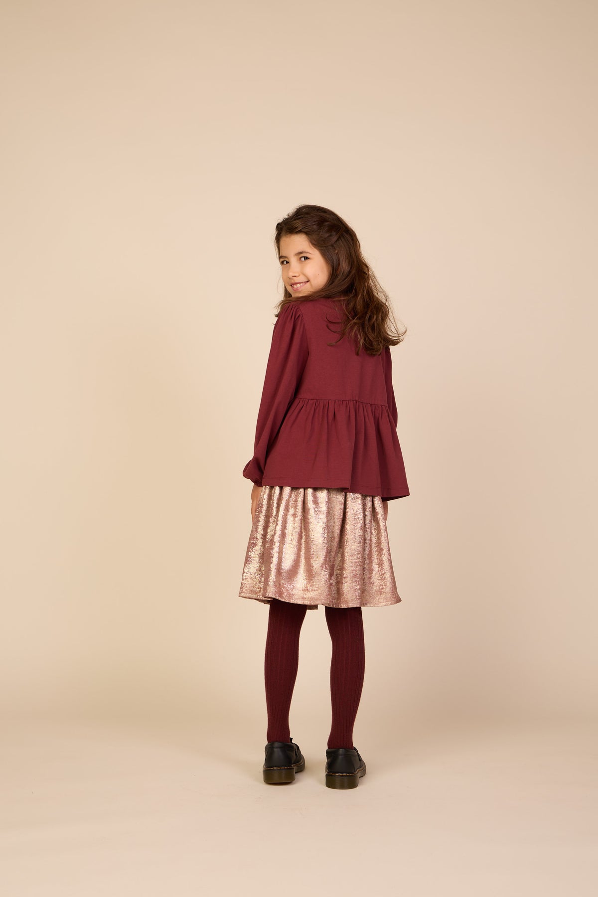 Solid Peplum Jersey Blouse - Tween - Bordeaux | 101548 Heidi