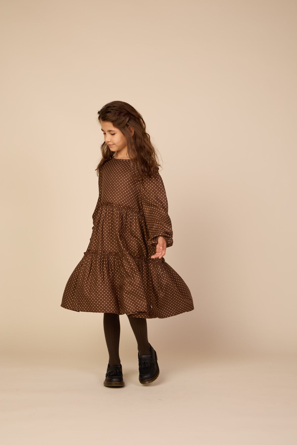 Dotted Viscose Midi Dress - Tween - Brown/Offwhite | 101658 Feline